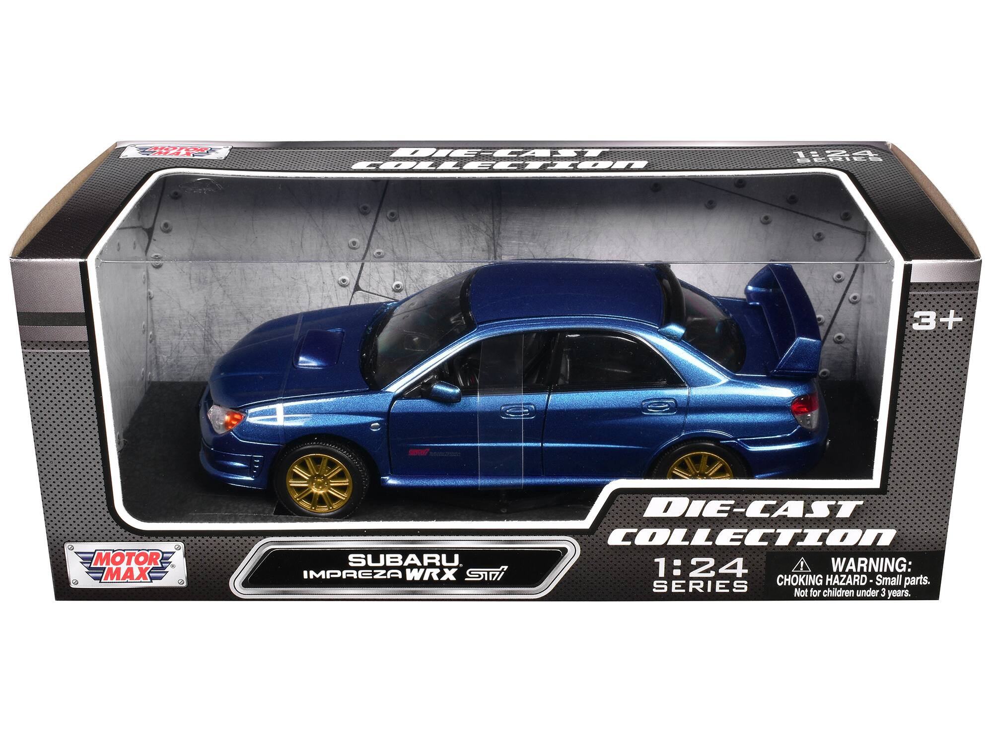 WC Ma DE-CAST COLLECTION LERIEE 3+ = 3 e - 4 MOTOR MAX DIE-CAST COLLECTION SUBARU WARNING: IMPREZA WRX STI 1:24 CHOKING HAZARD- Small parts. SERIES Not for children under 3 years.
