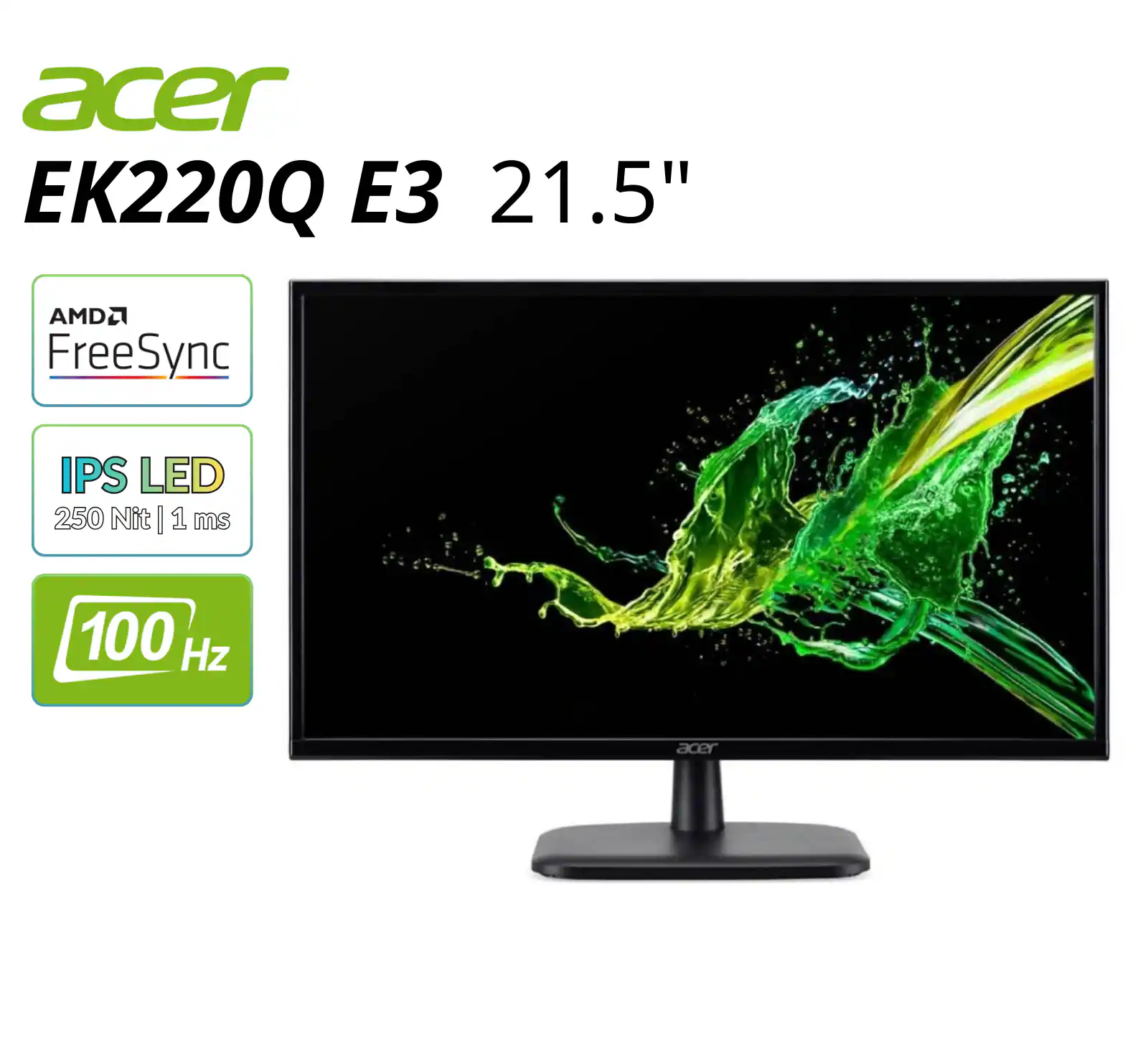 acer EK220Q E3 21.5" AMD FreeSync IPS LED 250 Nit 1 ms 100 Hz