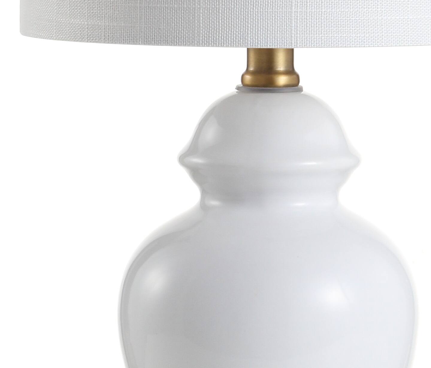 Alt View 4. Jonathan Y - Perry 20" Ceramic/Metal LED Table Lamp, White/Brass Gold - White.
