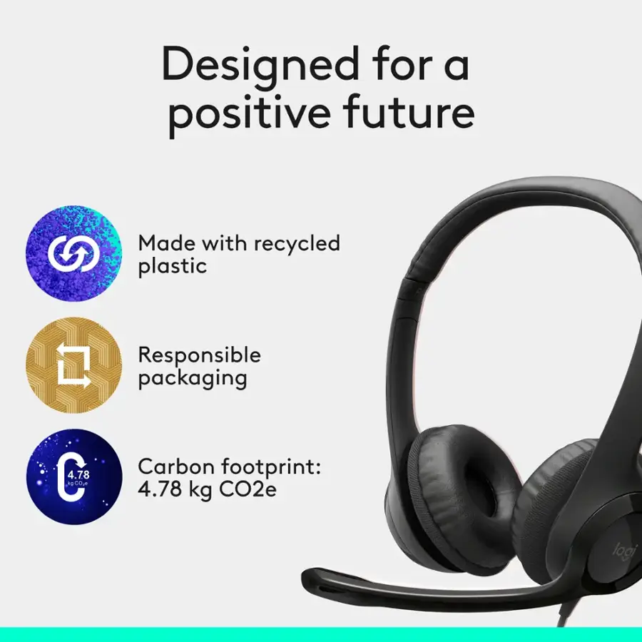 Designed for a positive future, Made with recycled plastic, Responsible packaging, Carbon footprint: 4.78 kg CO2e.