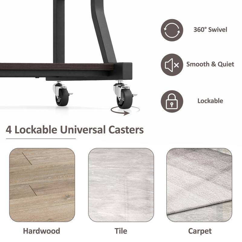 360° Swivel  
Smooth & Quiet  
Lockable  
4 Lockable Universal Casters  
Hardwood  
Tile  
Carpet
