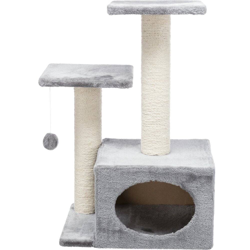 TRIXIE - Valencia Plush & Sisal 3-Level 28" Cat Tree with Scratching Posts & Condo - Gray