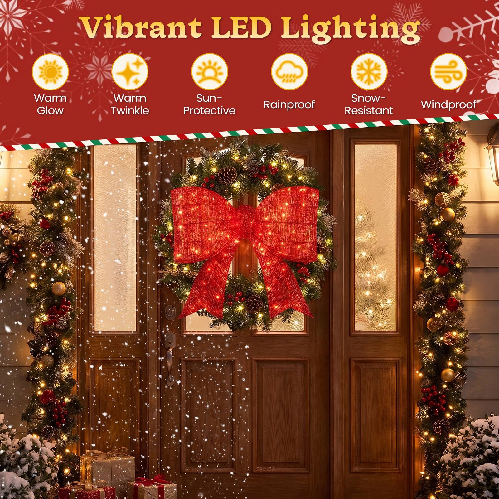 Vibrant LED Lighting

- Warm Glow
- Warm Twinkle
- Sun-Protective
- Rainproof
- Snow-Resistant
- Windproof