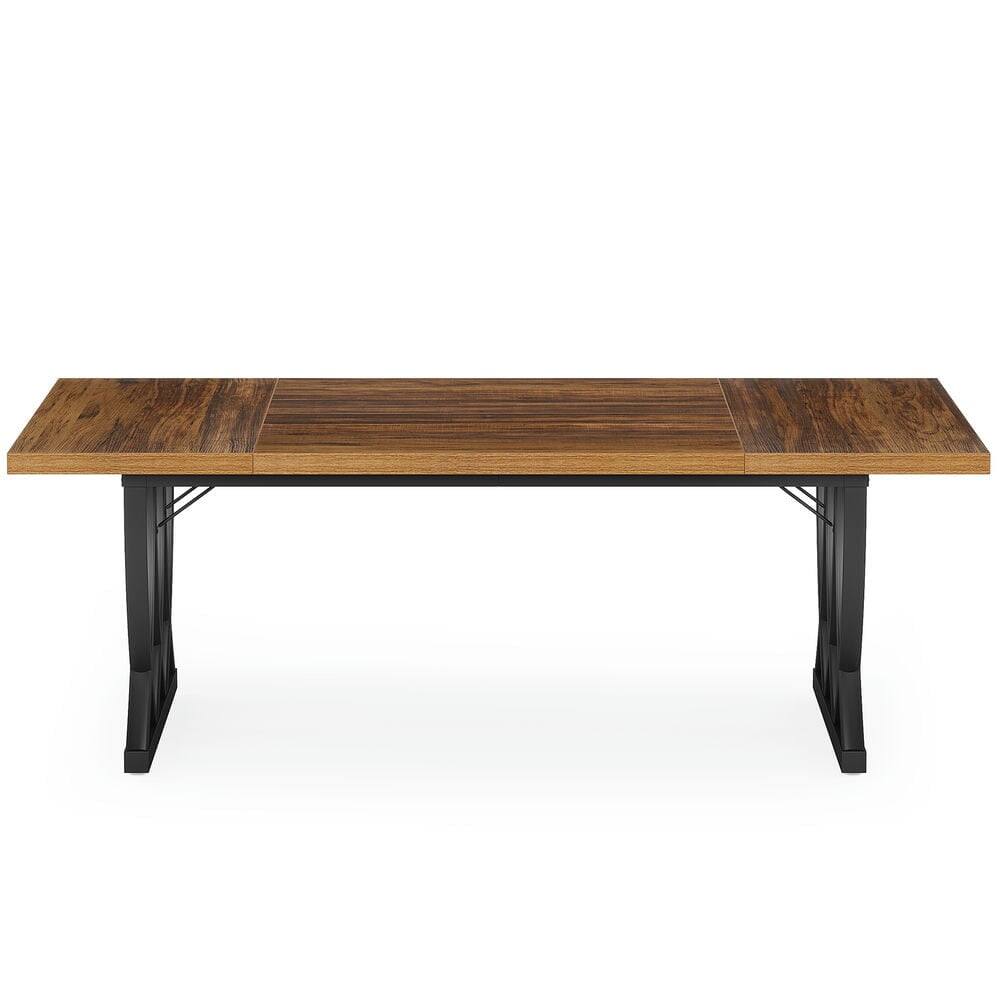 Alt View 3. Kadyn - Kadyn Study Writing Desk, Computer Desk,70.8" Executive Desk, Retro Office Desk Computer Desk,Brown & Black - Brown & Black.