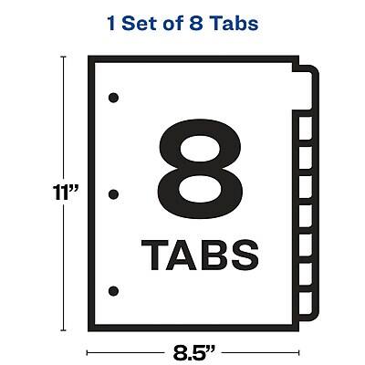 1 Set of 8 Tabs  
8 Tabs  
11" x 8.5"