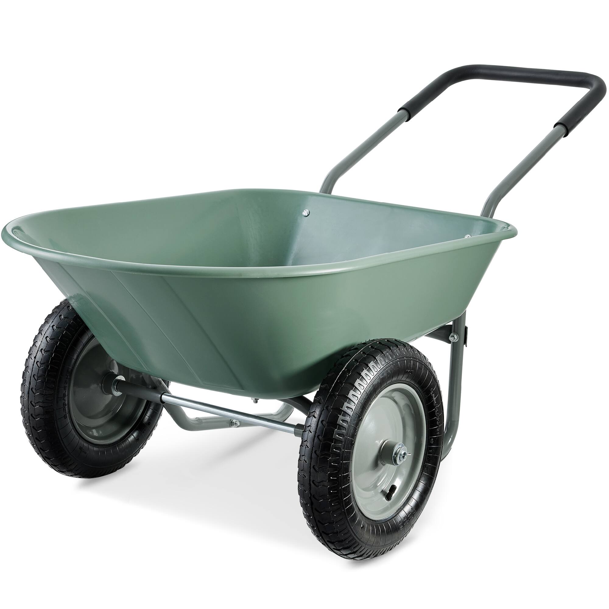 Front. Best Choice Products - Best Choice Products Dual-Wheel Home Wheelbarrow Yard Garden Cart for Lawn, Construction - Seafoam - Seafoam.