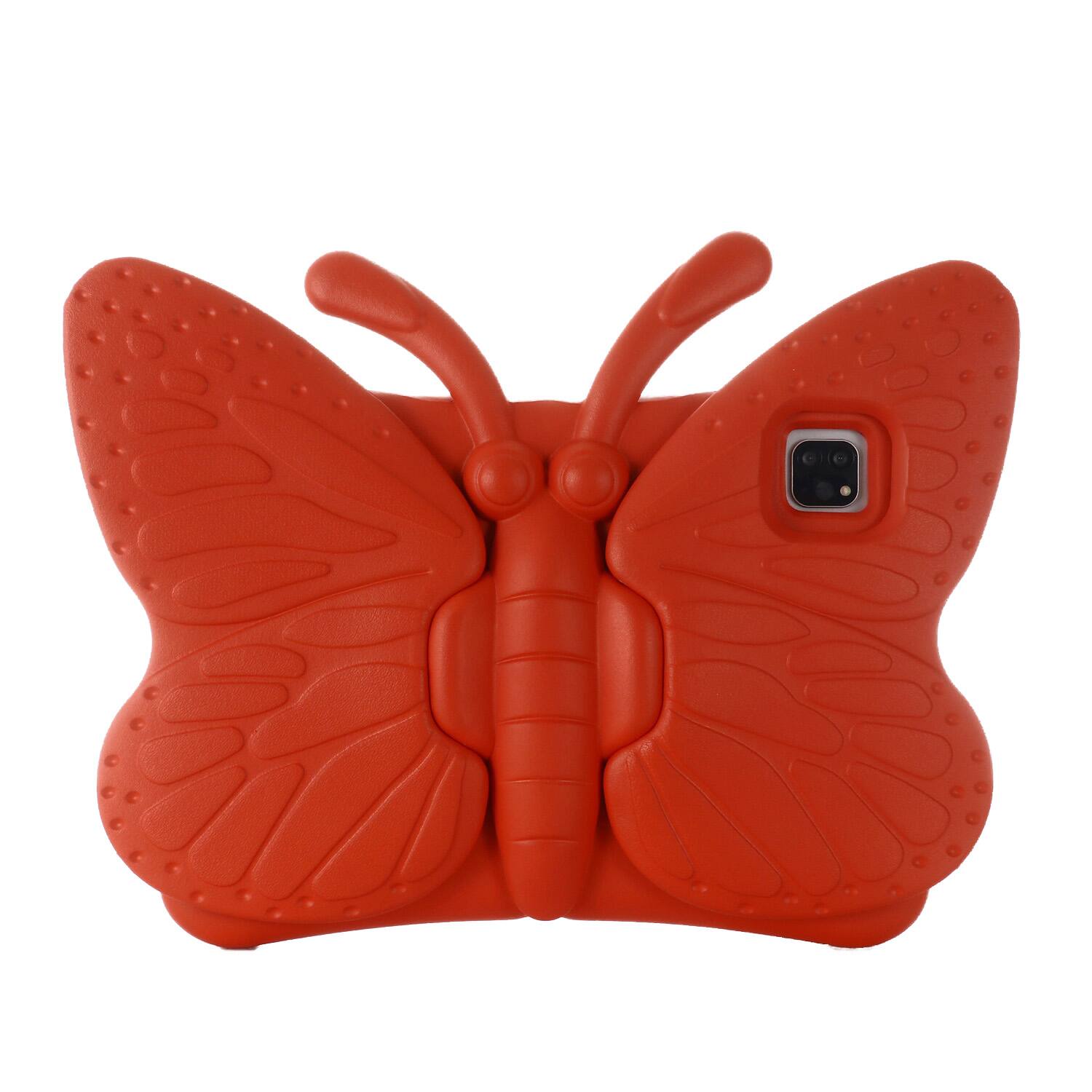 Left. Dteck - For Universal 8-inch Tablet Kid Case Butterfly Kickstand Light EVA Full Body Drop Protective Cover - Red.