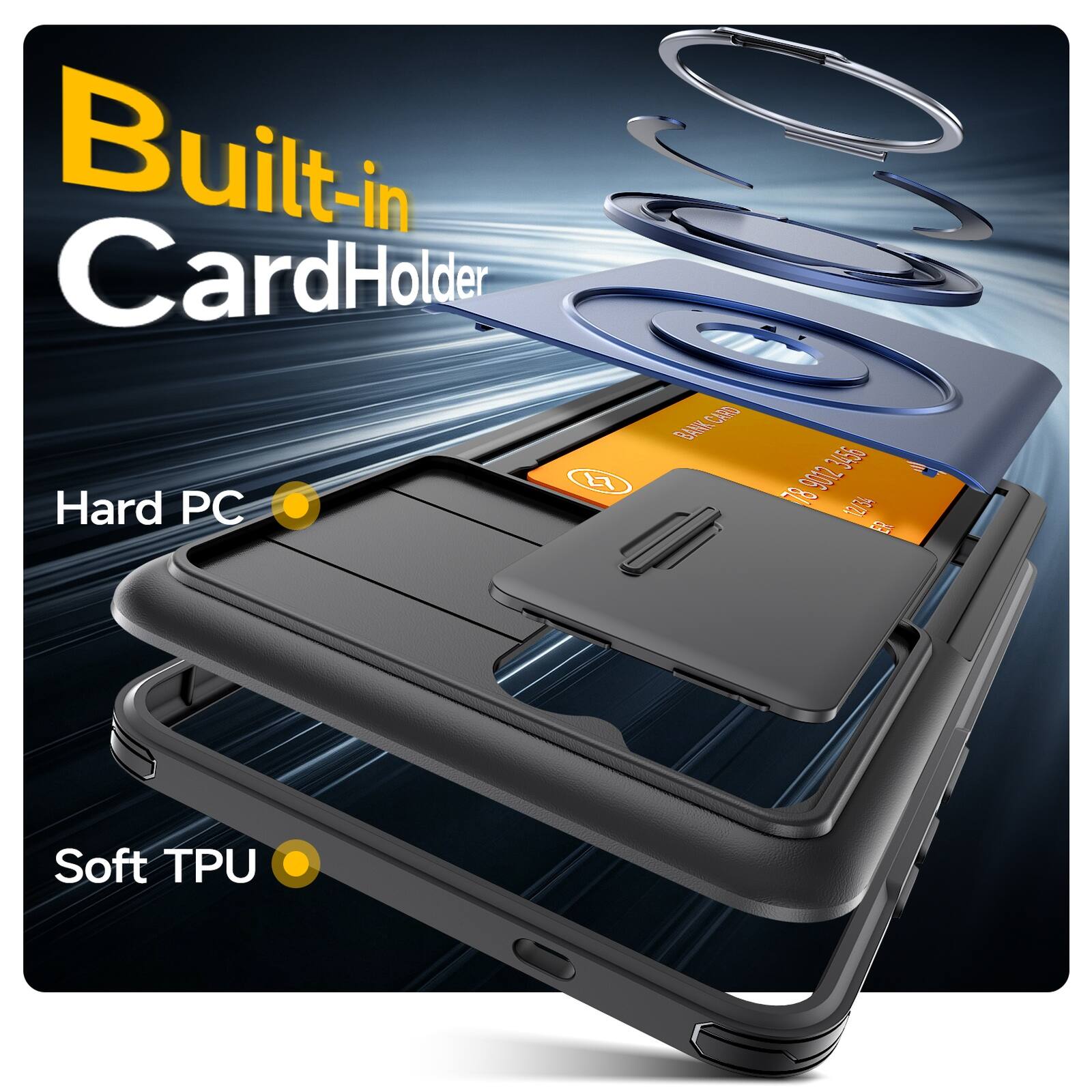 Built-in Card Holder  
Hard PC  
Soft TPU
