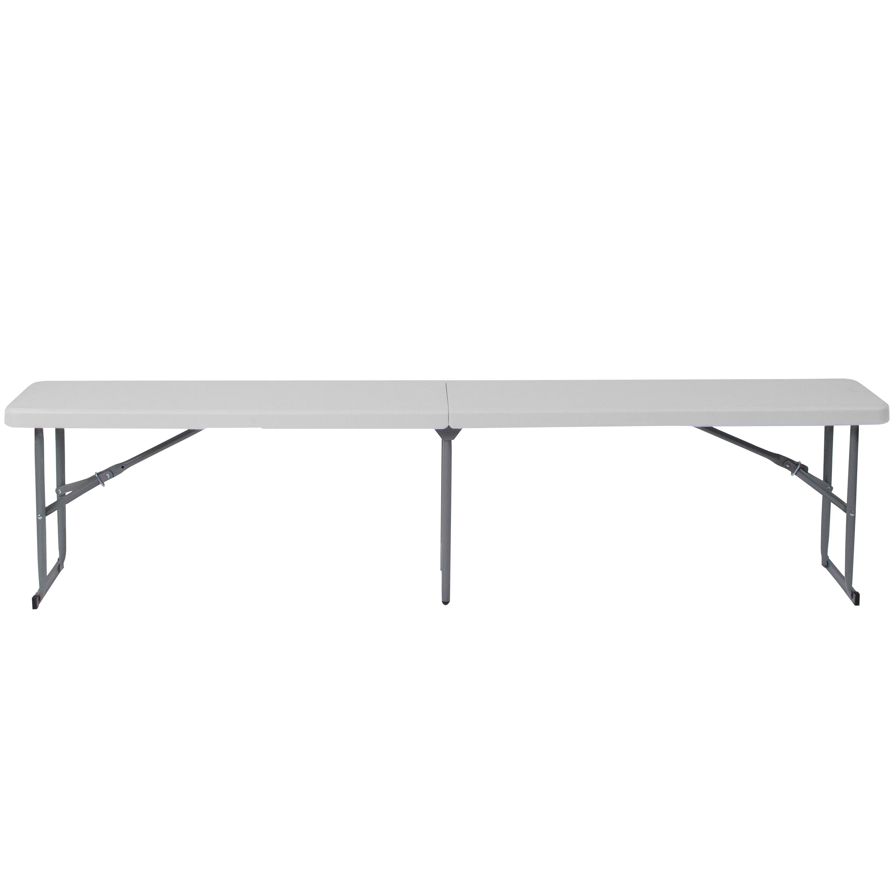 Alt View 5. Emma + Oliver - 10.25''W x 71''L Bi-Fold Plastic Bench with Carrying Handle - Granite White.