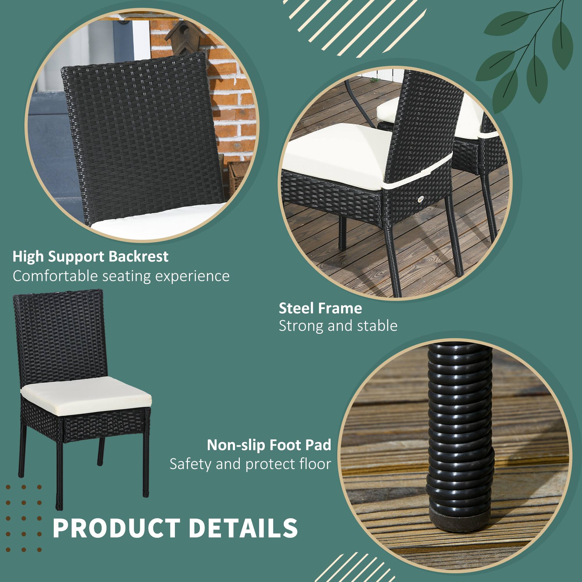 - High Support Backrest
  - Comfortable seating experience

- Steel Frame
  - Strong and stable

- Non-slip Foot Pad
  - Safety and protect floor

PRODUCT DETAILS