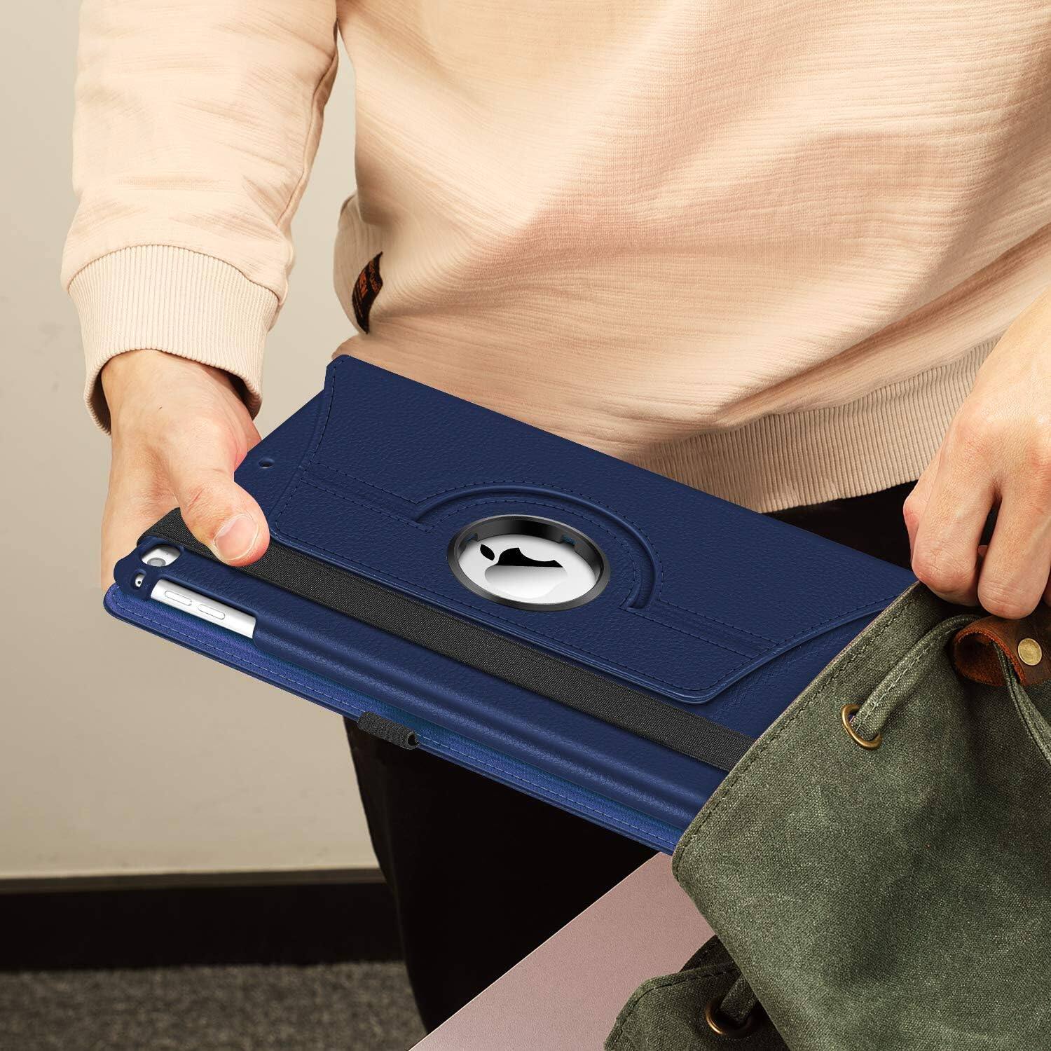 Alt View 4. Fintie - Rotating Case for iPad 6th / 5th Generation 9.7", iPad Air 2 & Air 1 360° Swivel Stand, Portrait & Landscape Viewing - Navy.