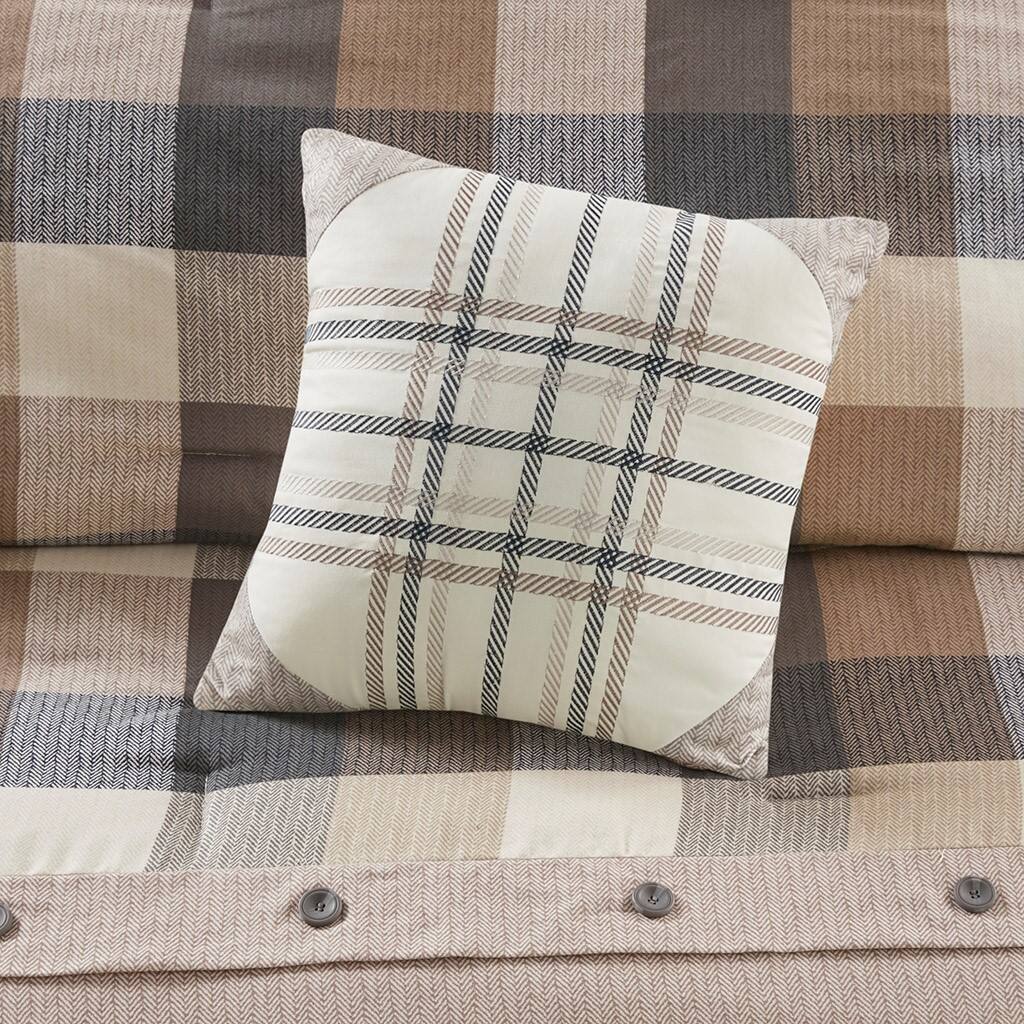 Alt View 2. Gracie Mills - Gracie Mills Nanette 7-Piece Bufallo Plaid Printed Herringbone Comforter Set - Neutral.