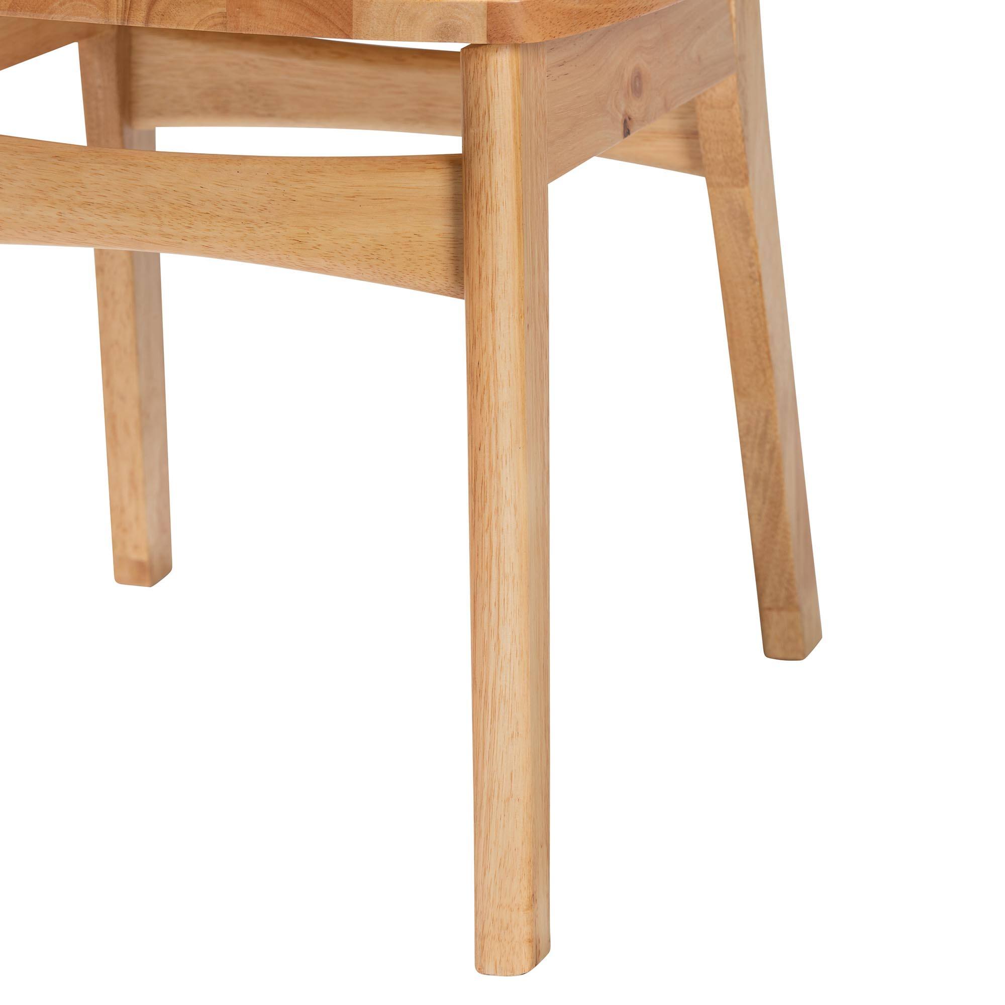 Alt View 1. Baxton Studio - Nenet Mid-Century Modern Oak Finished Wood and Rattan 2-Piece Dining Chair Set - Oak Brown/Light Brown.