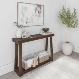 Plank+Beam - Classic Console Table with Shelf - 46 inches - Walnut