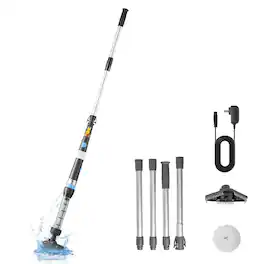 VEVOR - Handheld Pool Vacuum, 8.5 GPM Cordless Spa Hot Tub Vacuum with Extension Pole and 2 Brush Heads, 60 Mins Running Time - Silver;Black