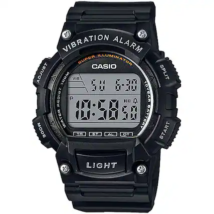 Vibration Alarm
Super Illuminator
Casio
100M Water Resist
10-Year Battery
Light
Mode
Start
Split
Adjust
Vib
10:58:50
TR ST AL DT