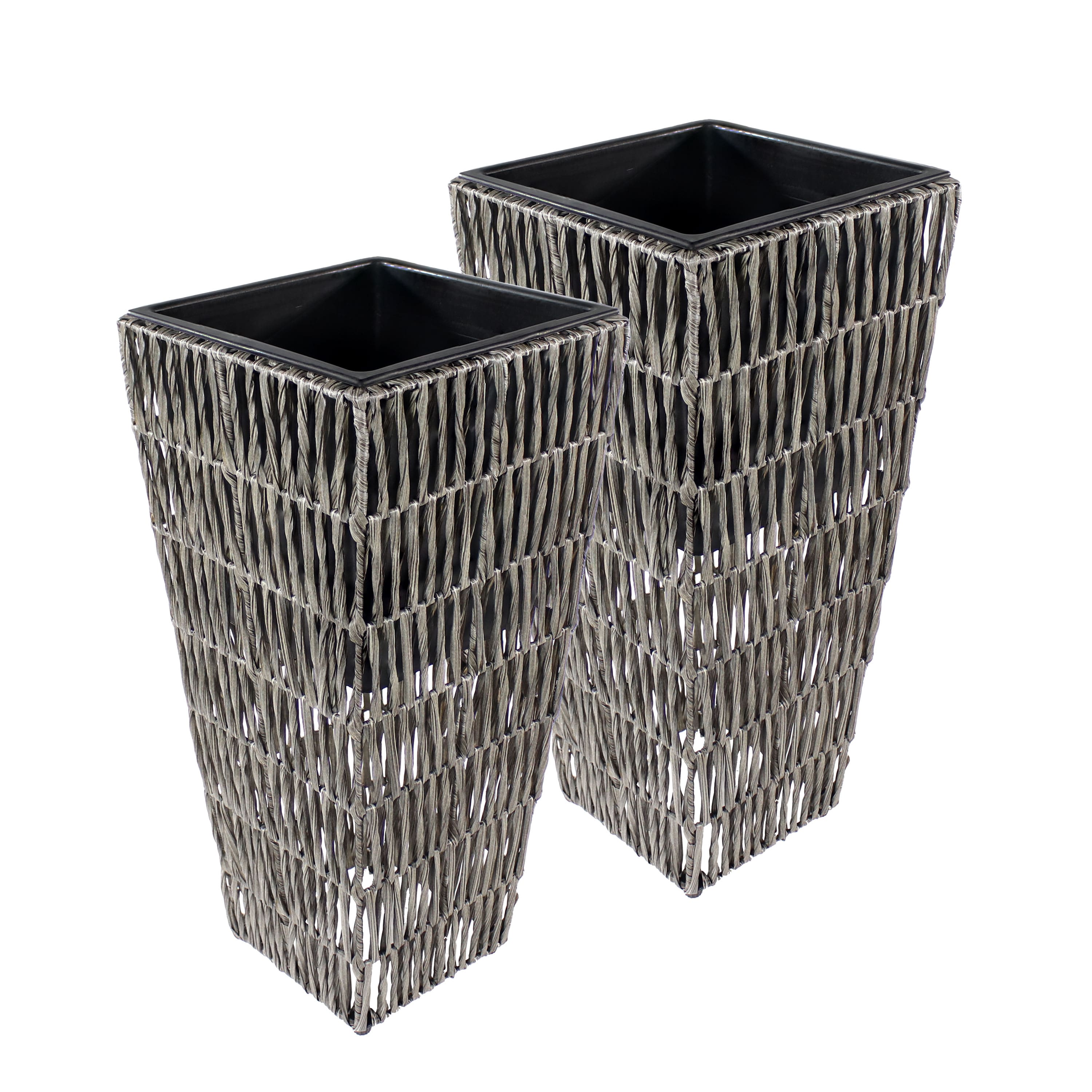 Sunnydaze - 11 in Hyacinth Poly-Wicker Planter - Set of 2 - Fog price history on PriceWatchPro