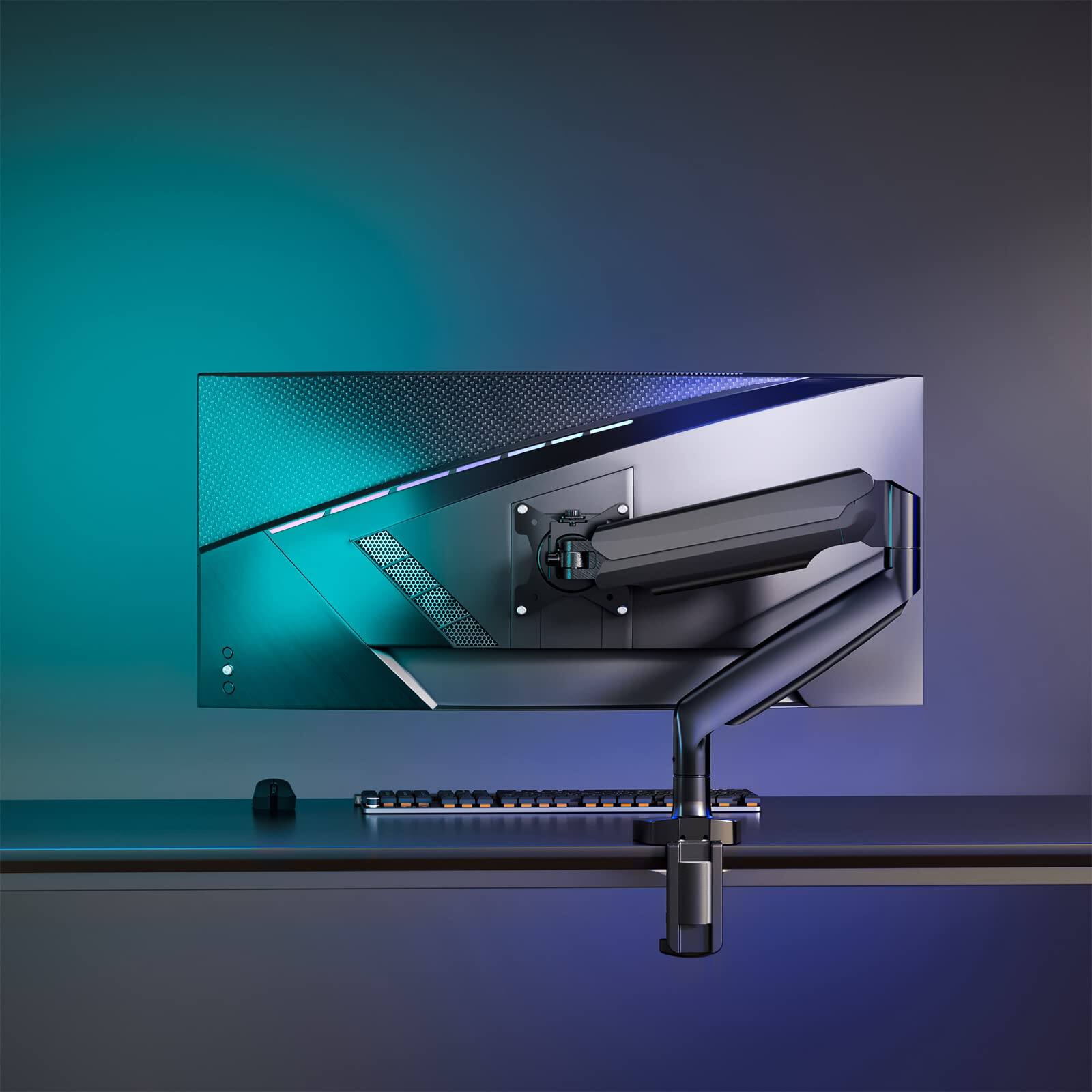 Alt View 4. Hirose Alice - Single Monitor Arm  Gas Spring Mount For Max 35 Inches - 26.4 Lbs Screen Ultrawide Computer Monitors Stand Wit - Black-Dual Arms.