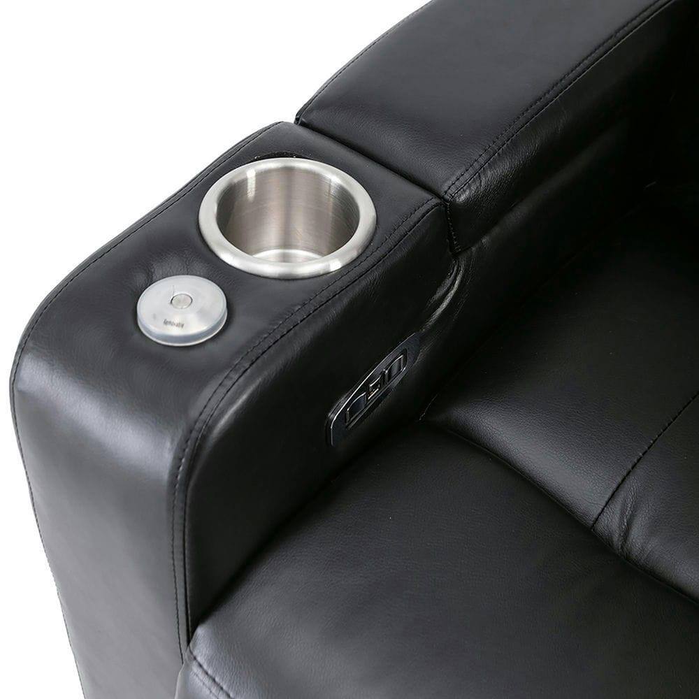 Alt View 1. Kadyn - Premium Power Recliner with Storage Arms, Cupholders, Swivel Tray Table & Phone Stand  - Black - Black.