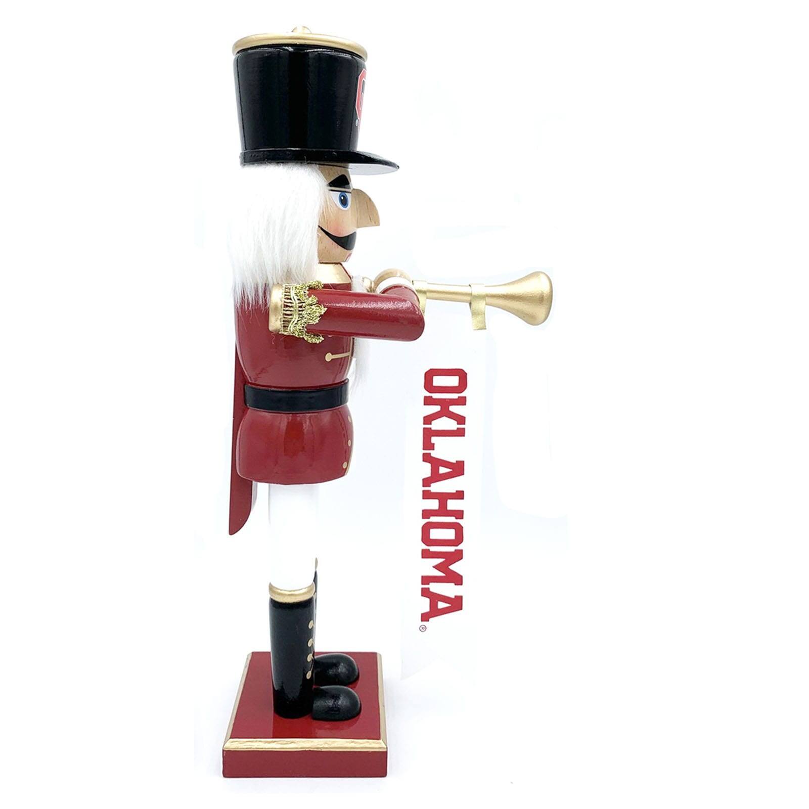 Alt View 1. Santa's Workshop - Oklahoma Sooners 14" Bugler Nutcracker - Red.