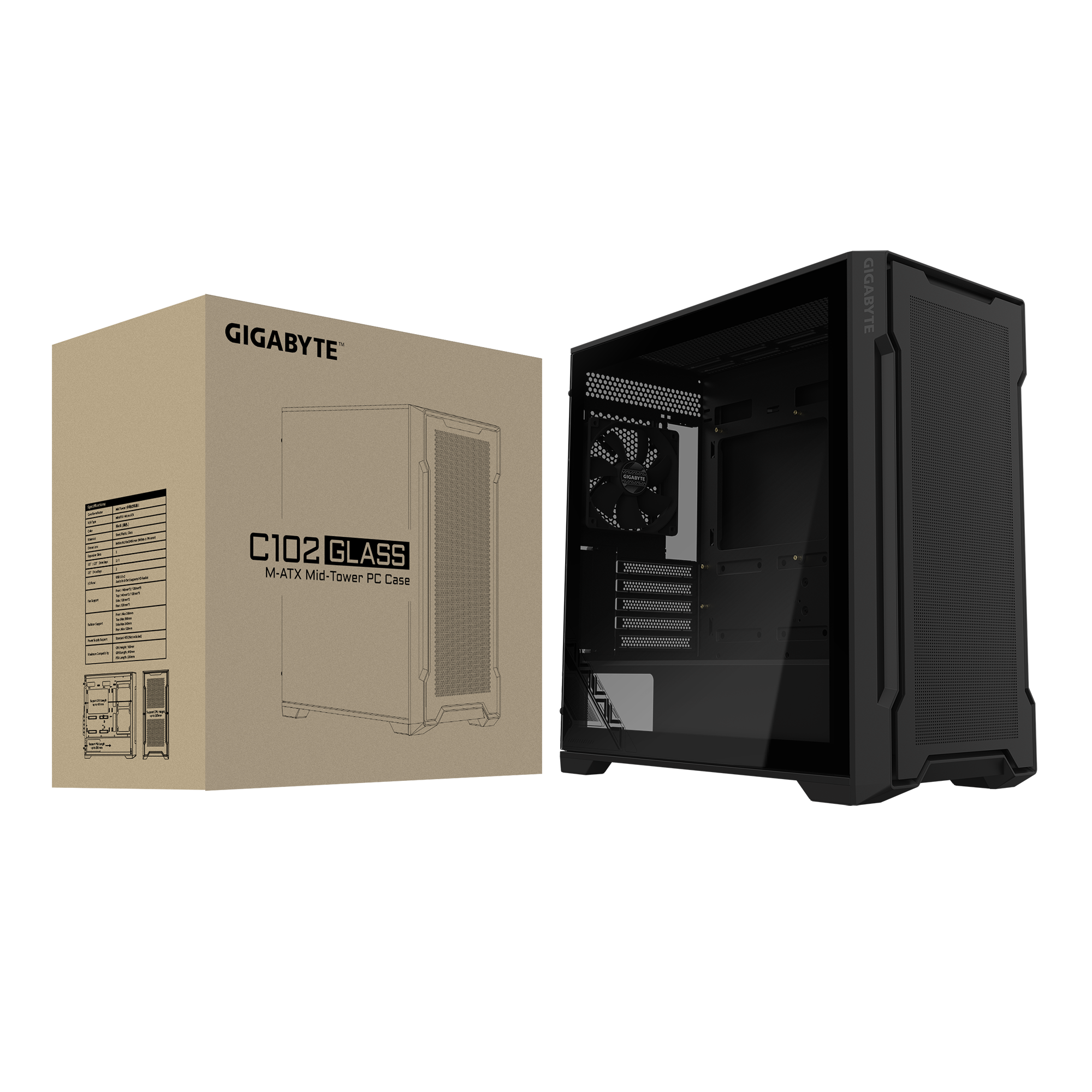 GIGABYTE C102 GLASS M-ATX Mid-Tower PC Case