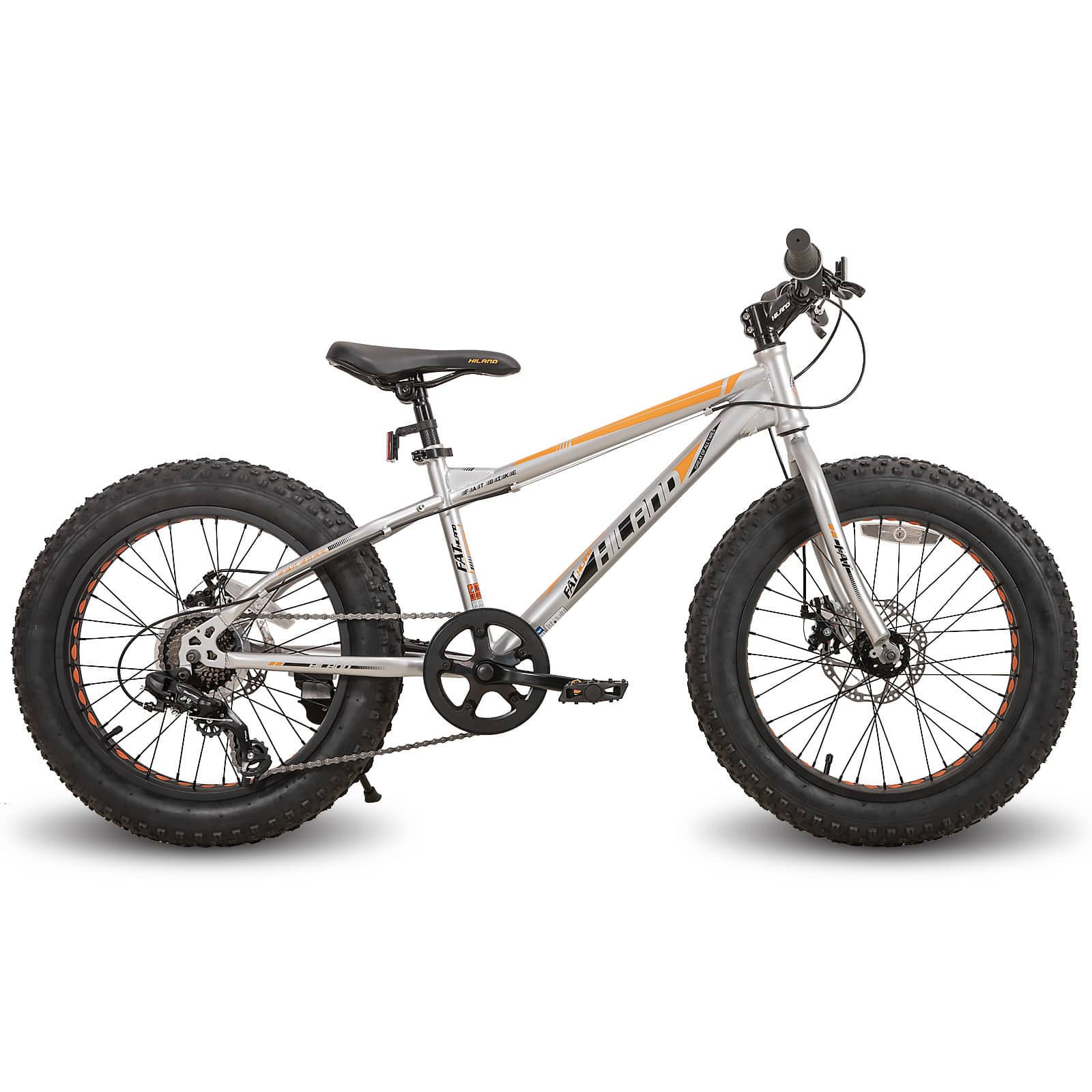 HILAND - Roon 20" Fat Tire Mountain Bike - 7 Speeds - Snow Beach Bicycle - Silver
