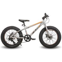 HILAND - Roon 20" Fat Tire Mountain Bike - 7 Speeds - Snow Beach Bicycle - Silver