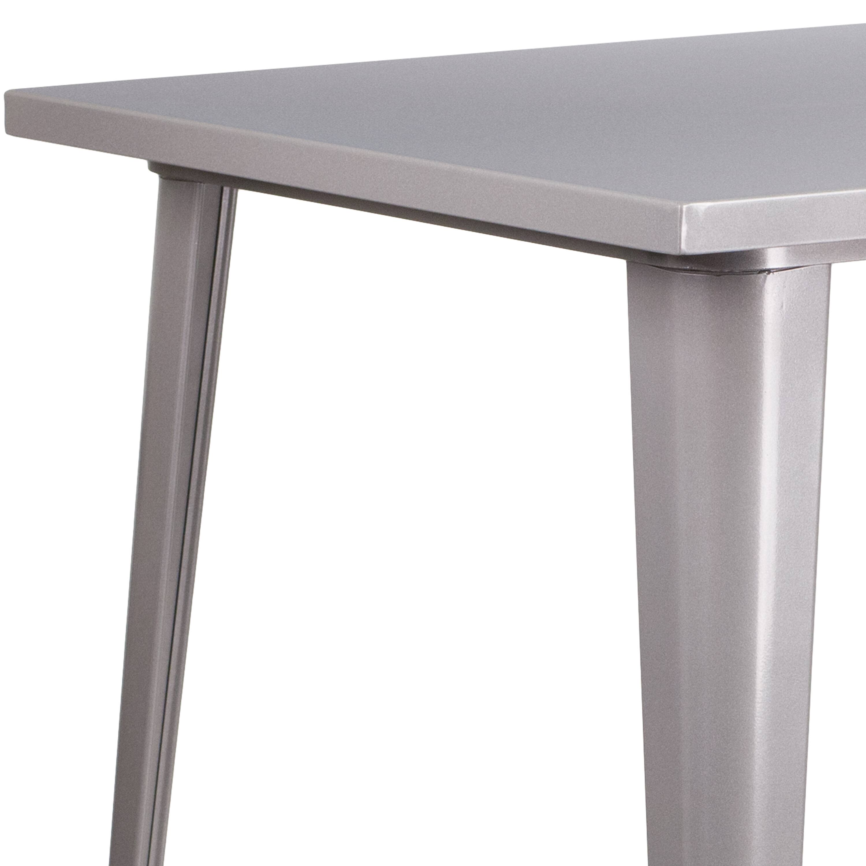 Alt View 5. Emma + Oliver - Commercial 31.5" Square Colorful Metal Indoor-Outdoor Bar Height Dining Table - Silver.
