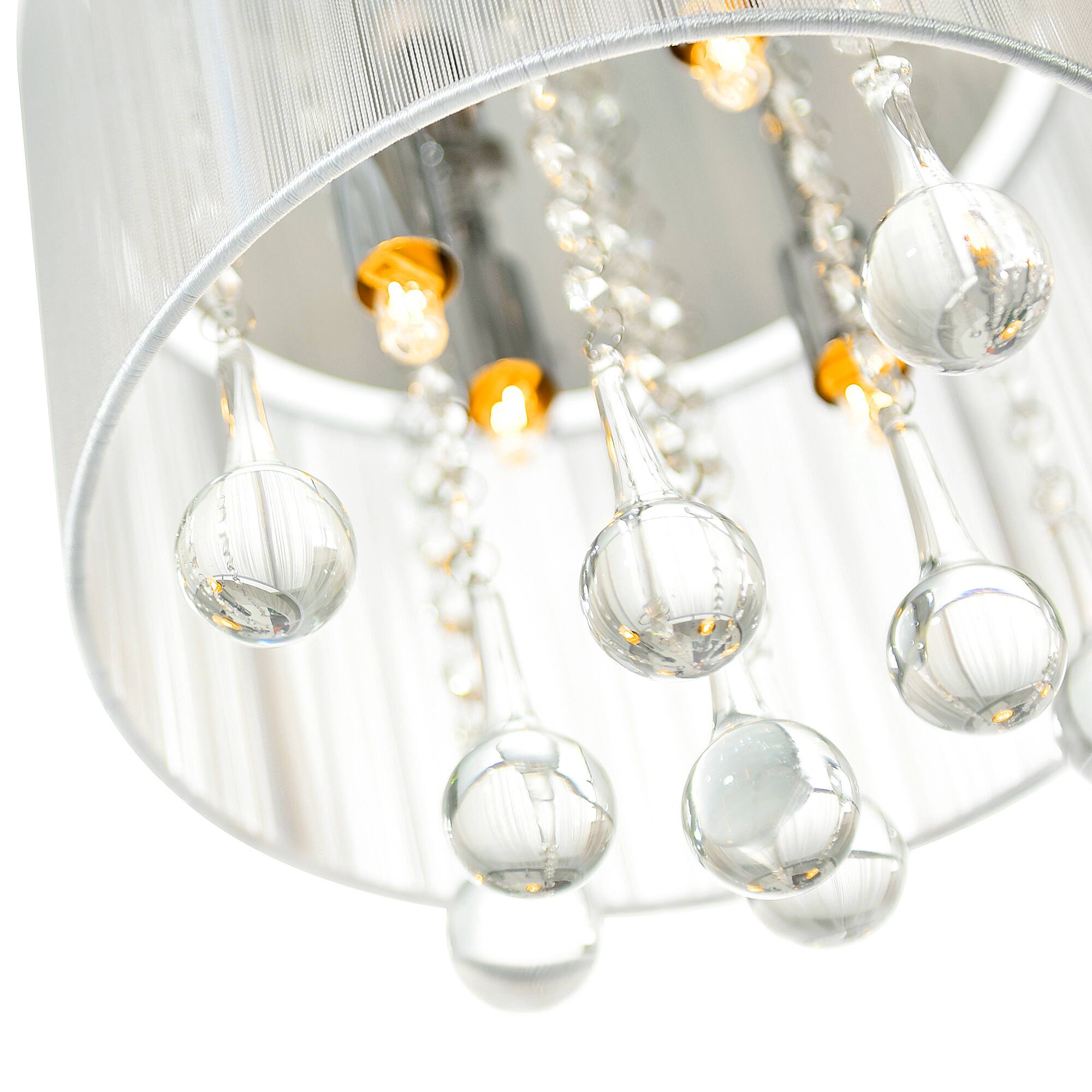 Alt View 1. CWI Lighting - Water Drop 4 Light Drum Shade Flush Mount With Chrome Finish - Chrome.