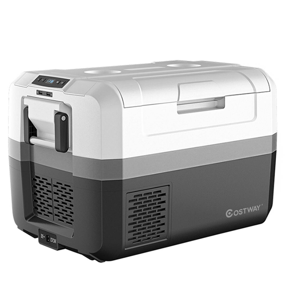 Costway - 48 Quart Portable Electric Car Cooler Refrigerator Compressor Freezer for RVs Camping - White/Gray/Black