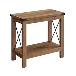 Songmics Home - 2-Tier End Table, Side Table with Bottom Shelf, Nightstand for Small Spaces, for Living Room, Bedroom, Farmhouse Style - Honey Brown