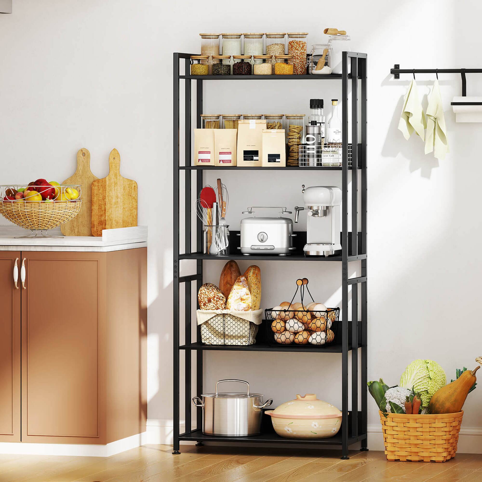 Alt View 4. Costway - Costway 2 PCS 5 Tier Bookshelf 62" Tall Bookcase with Tiltable Shelves Display Storage Rack - Black.