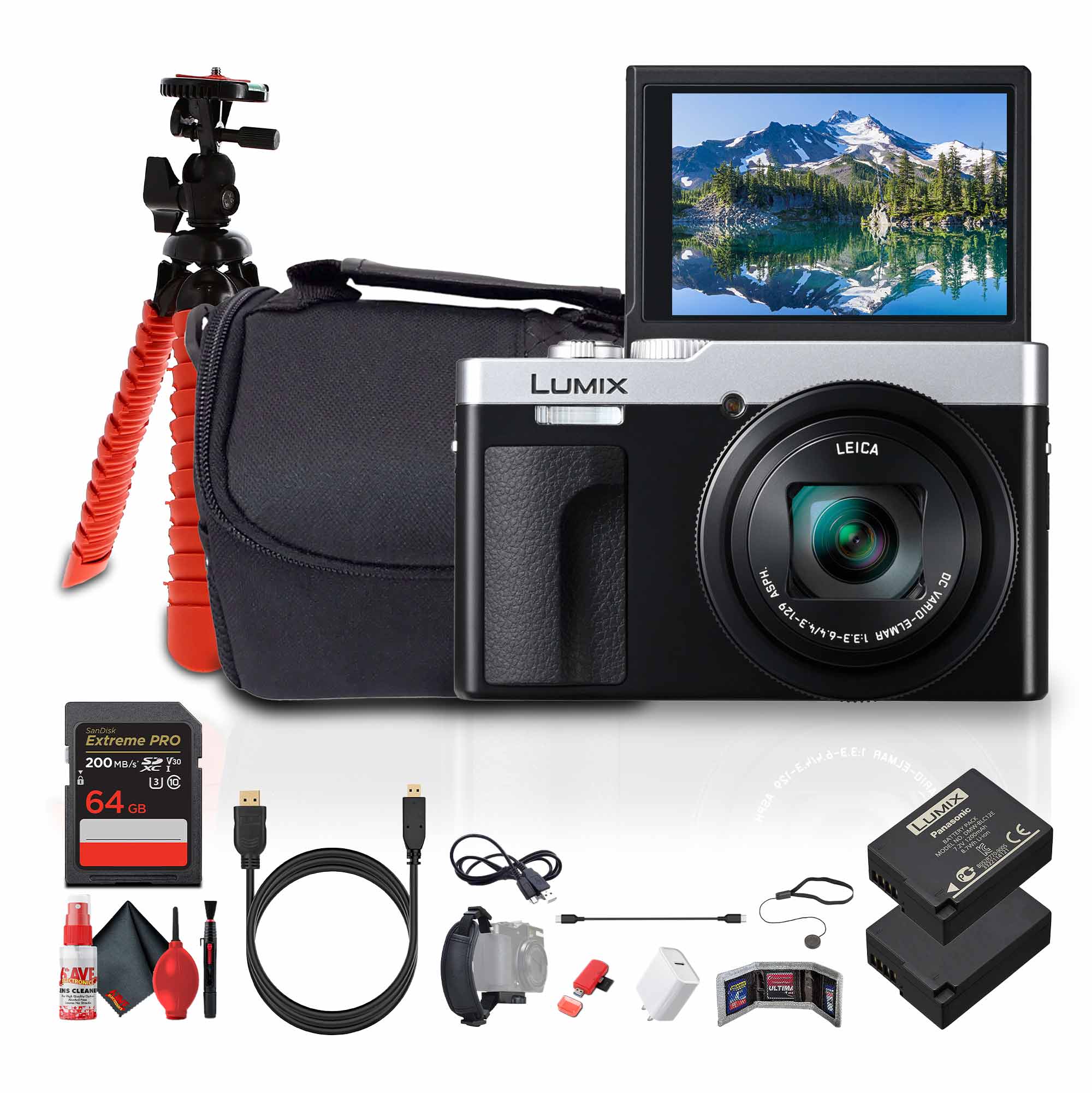 Panasonic - ZS99 Point and Shoot Compact Travel Digital Camera (Silver) - Bundle