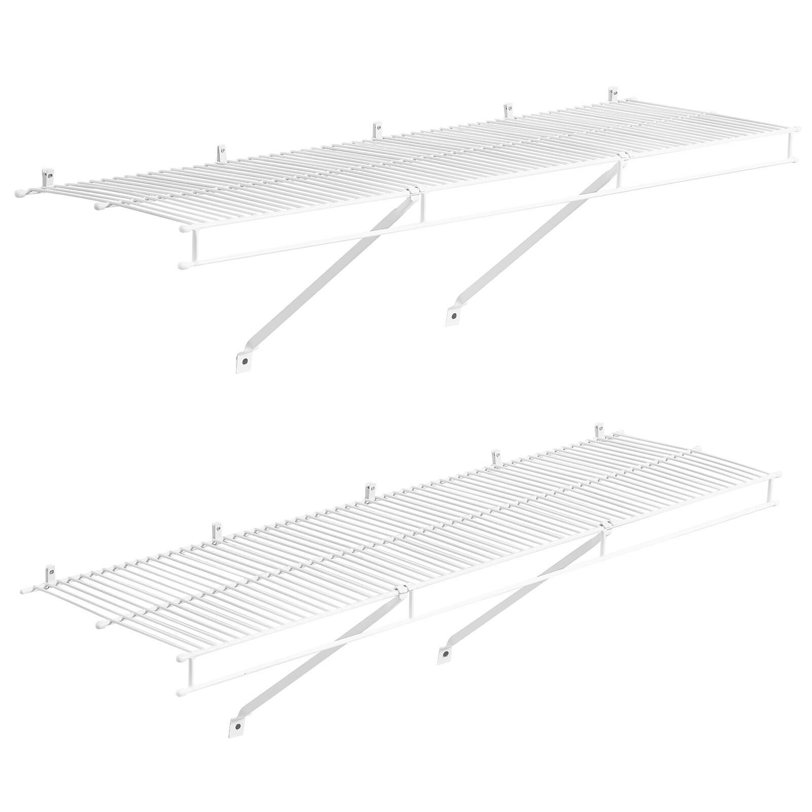 Alt View 5. VEVOR - Wire Shelf Kit, 4 ft, Set of 2, Wall Mounted Wire Shelves, Heavy-Duty Carbon Steel Hanging Shelf, Floating Wall Storage - White.