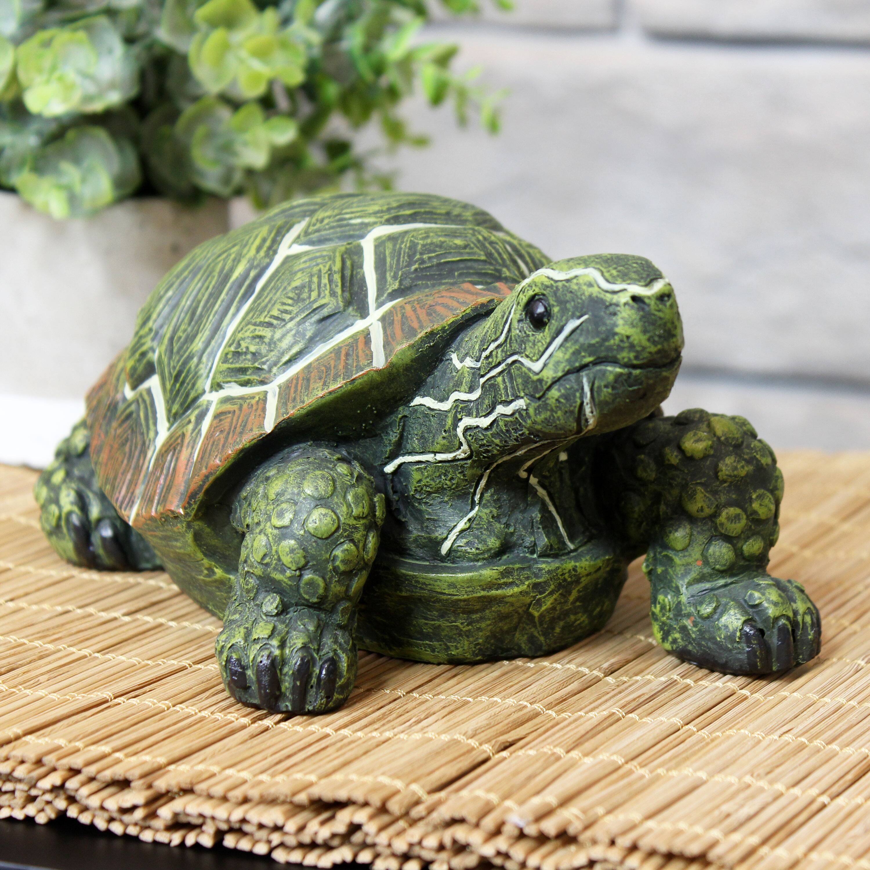 Alt View 3. Sunnydaze - Terrance the Tortoise Indoor and Outdoor Statue - 9 in - Set of 2 - Green.