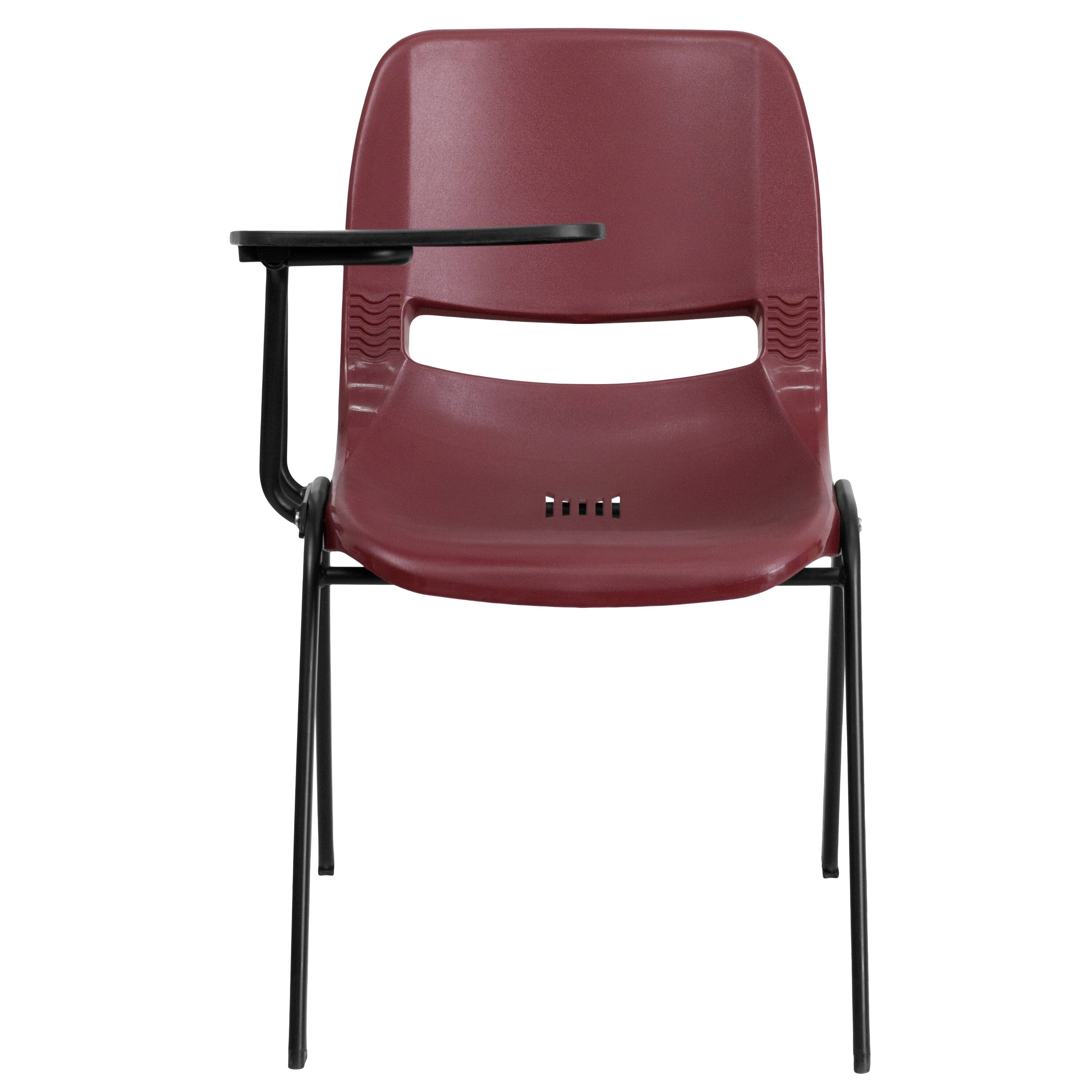 Alt View 7. Emma + Oliver - Ergonomic Shell Chair with Right Handed Flip-Up Tablet - Tablet Arm Desk - Burgundy.