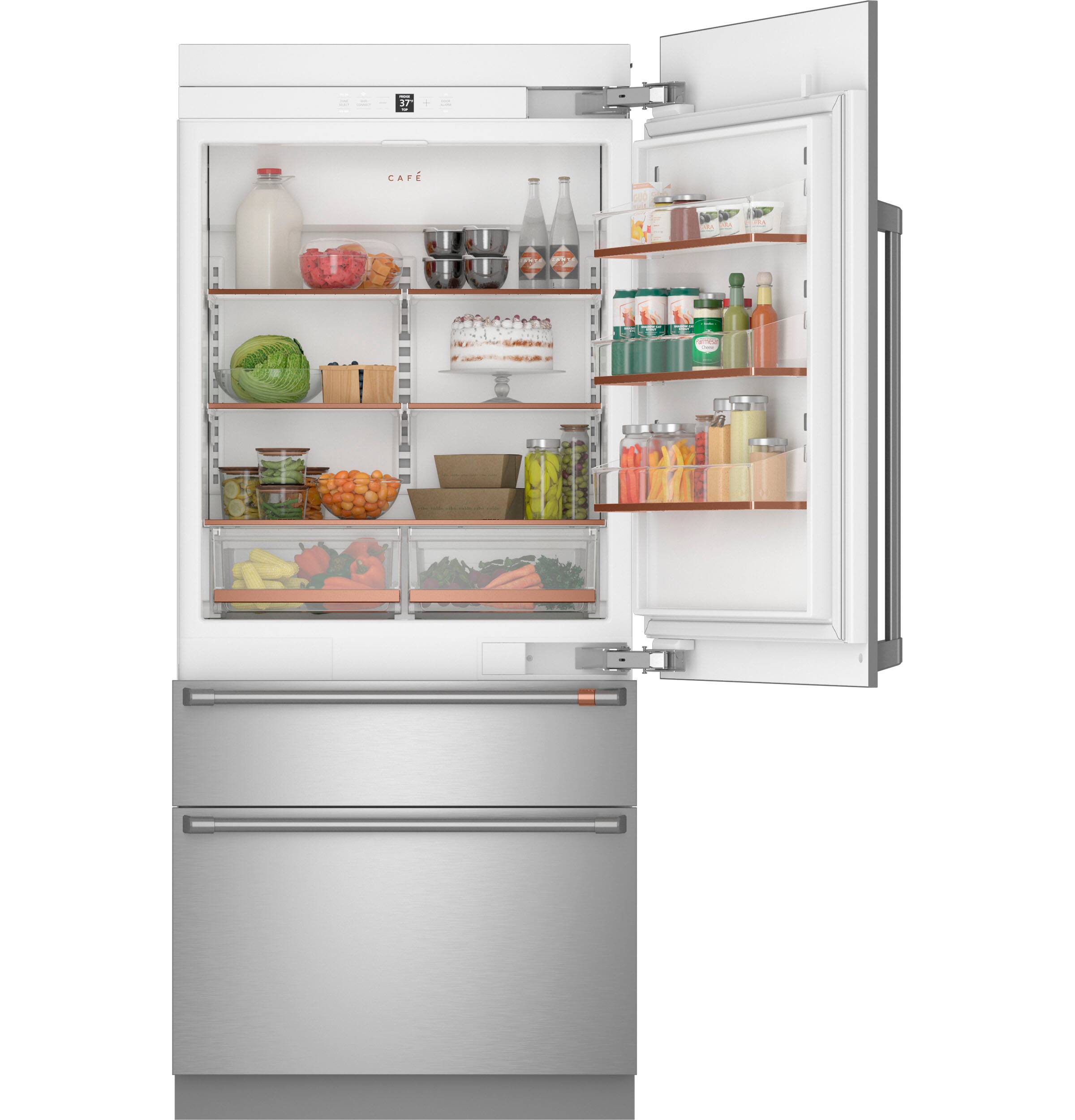 Alt View 30. Café - 36 in. Wide 20.1 Cu. Ft. Smart Integrated Bottom-Freezer Built-In Counter-Depth Refrigerator - Right Swing - Custom Panel Ready.