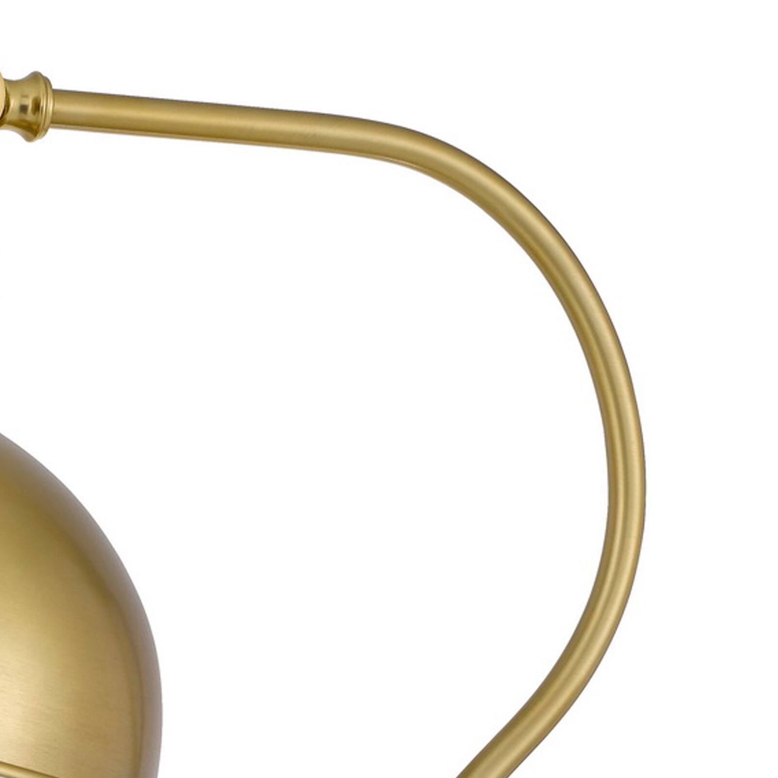 Left. Manhattan Lane - 25 Inch Metal Curved Desk Lamp, Adjustable Dome Shade - Brass.