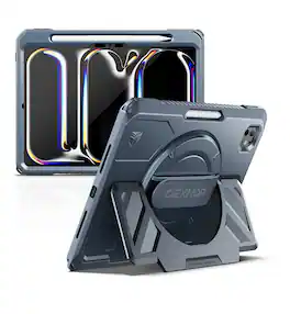 Dexnor - Case for iPad Pro 11 inch M5 2025/M4 2024 with Hand Strap, Screen Protector, Pencil Holder Shockproof Bumper Cover - Navy Blue