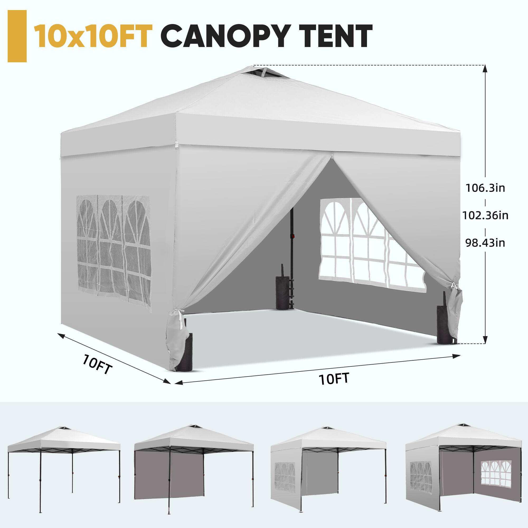 10x10FT CANOPY TENT

106.3in  
102.36in  
98.43in  
10FT  
10FT