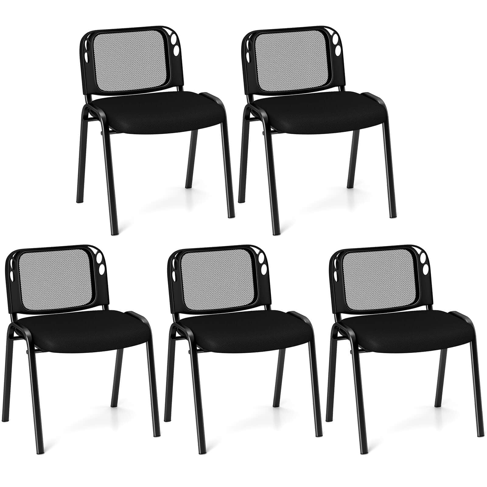 Costway - Mesh Conference Room Chairs Set of 5 with Upholstered Fabric Seat for Home Office - Black price history on PriceWatchPro