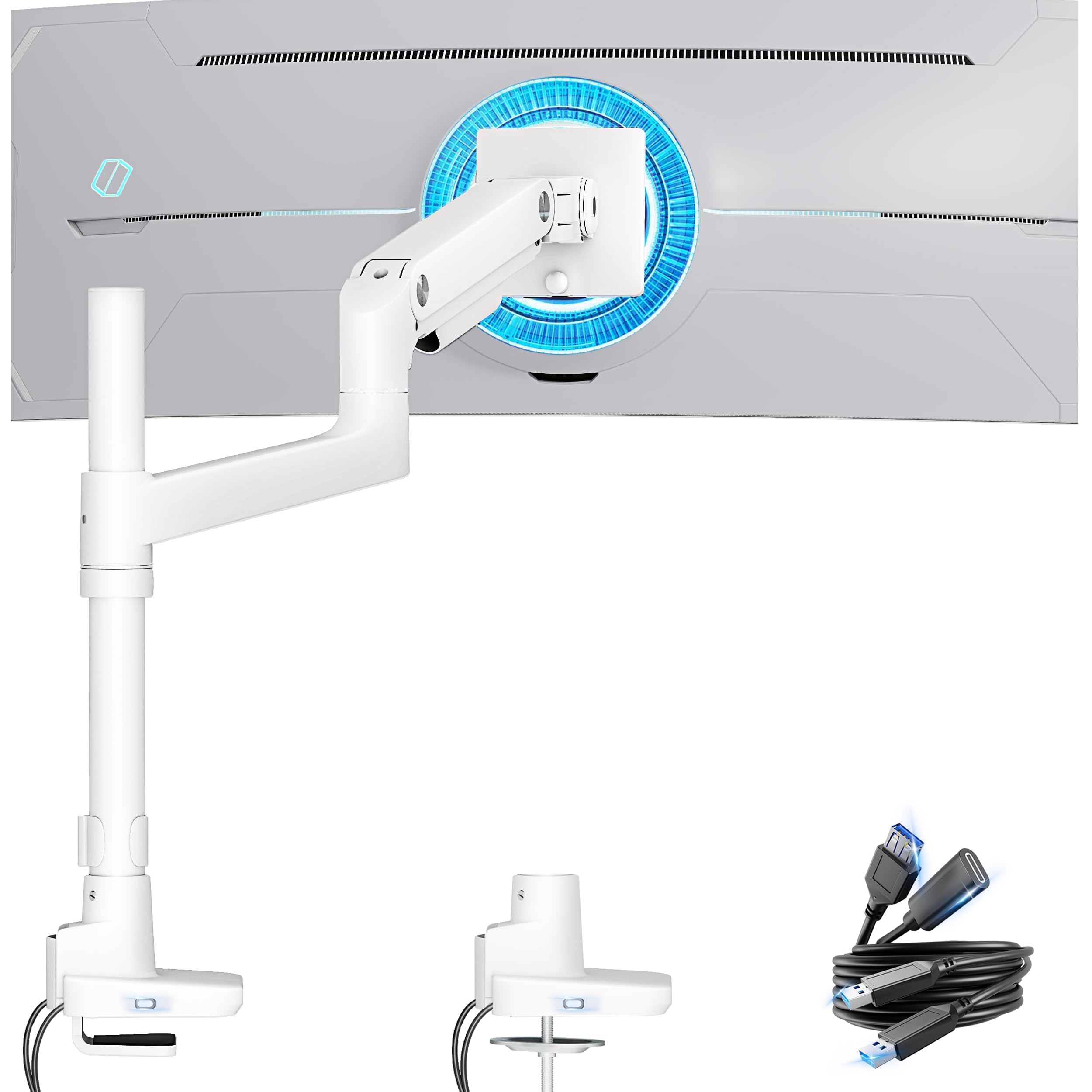 White with USB Single Monitor Mount