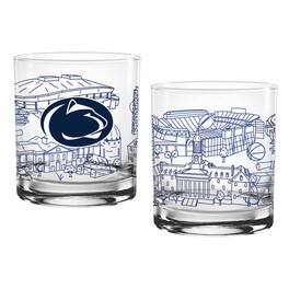 Indigo Falls - Penn State Nittany Lions Two-Pack 14oz. Campus Line Art Glass - Multicolor