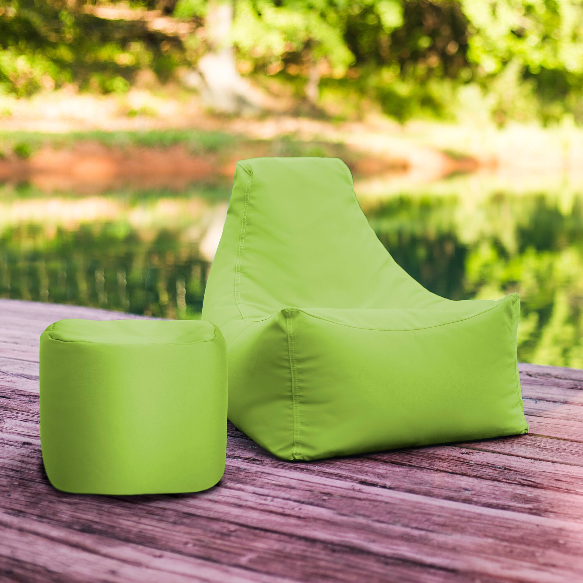 Angle. Jaxx - Jaxx Juniper Jr Outdoor Kids Bean Bag Chair / Childrens Garden Chair, Lime - Lime.