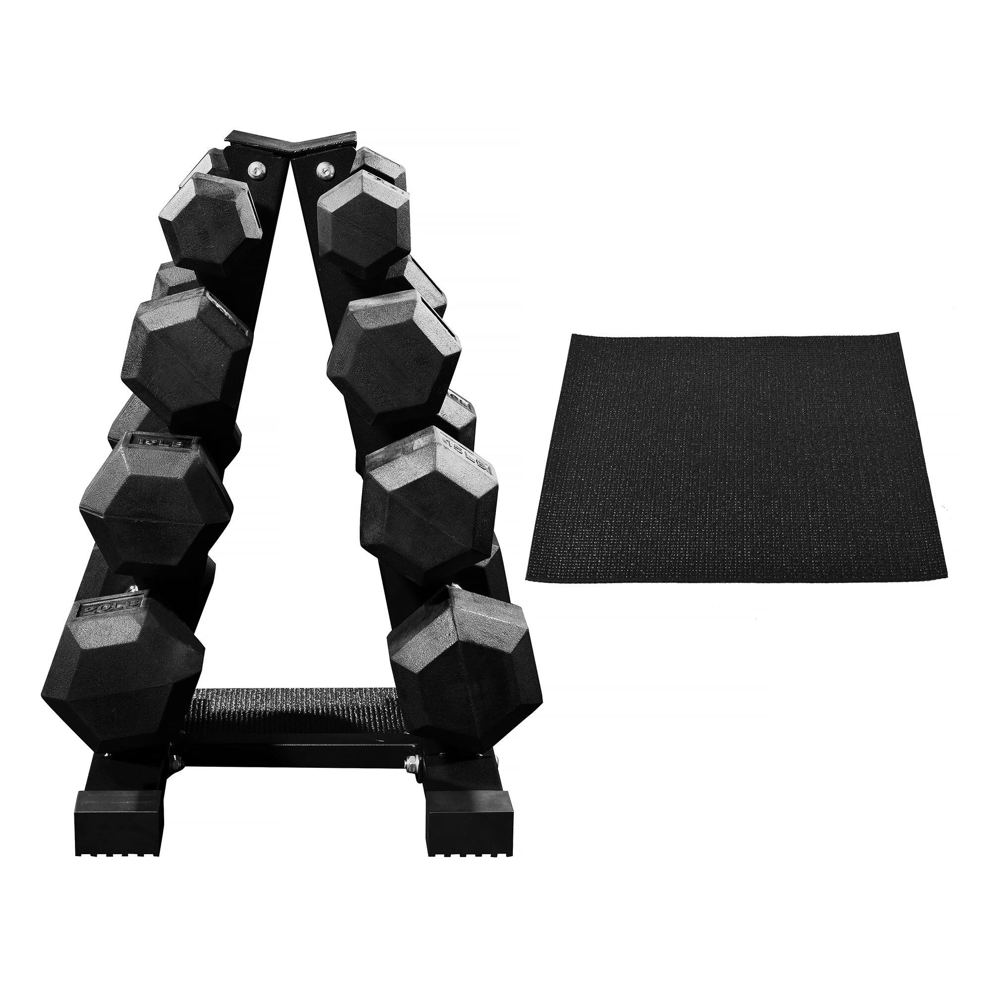 Alt View 5. BalanceFrom Fitness - BalanceFrom Dumbbell Set with Stand, Rubber Encased Home Gym Hand Weights, 100lb - Black.