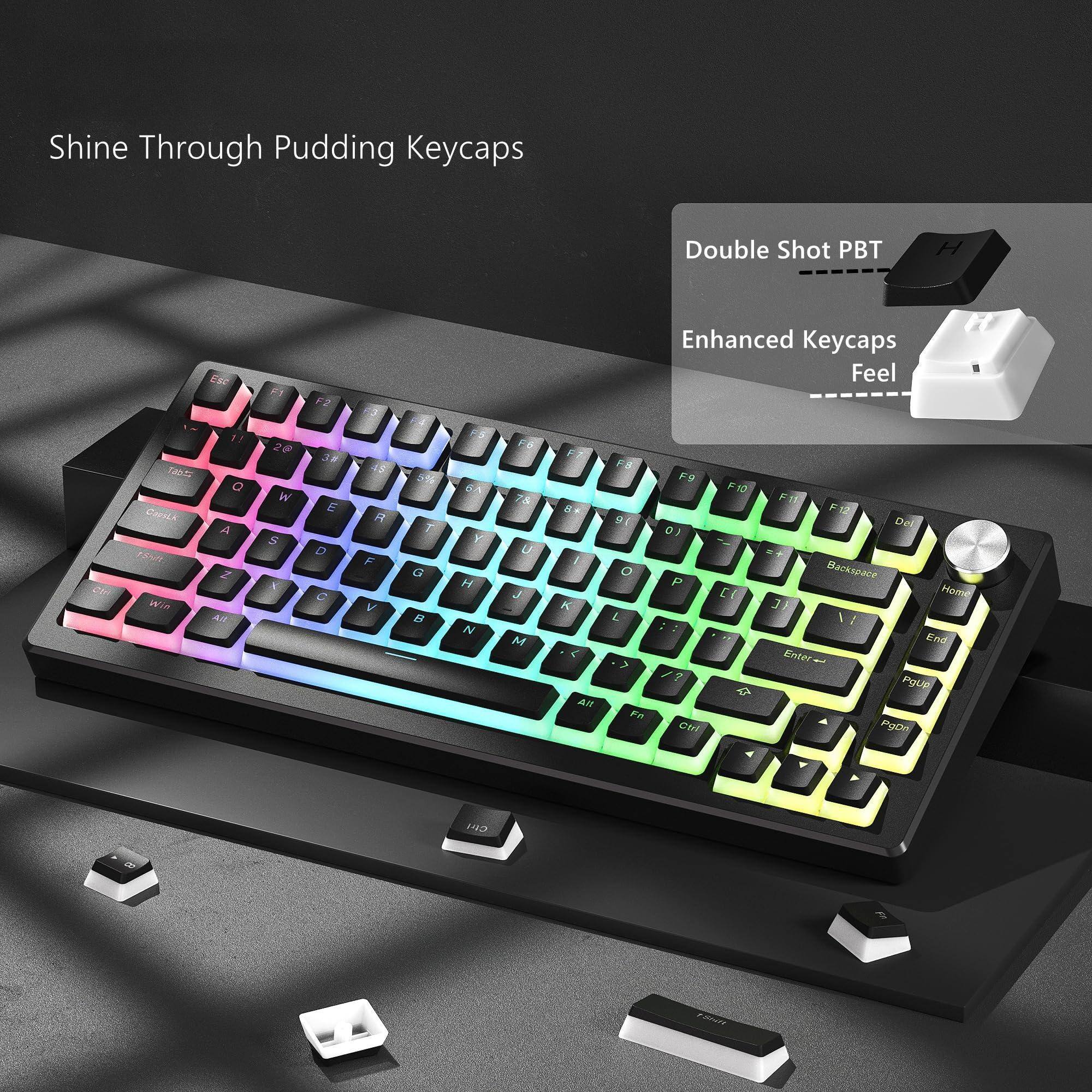 Shine Through Pudding Keycaps  
Double Shot PBT  
Enhanced Keycaps Feel