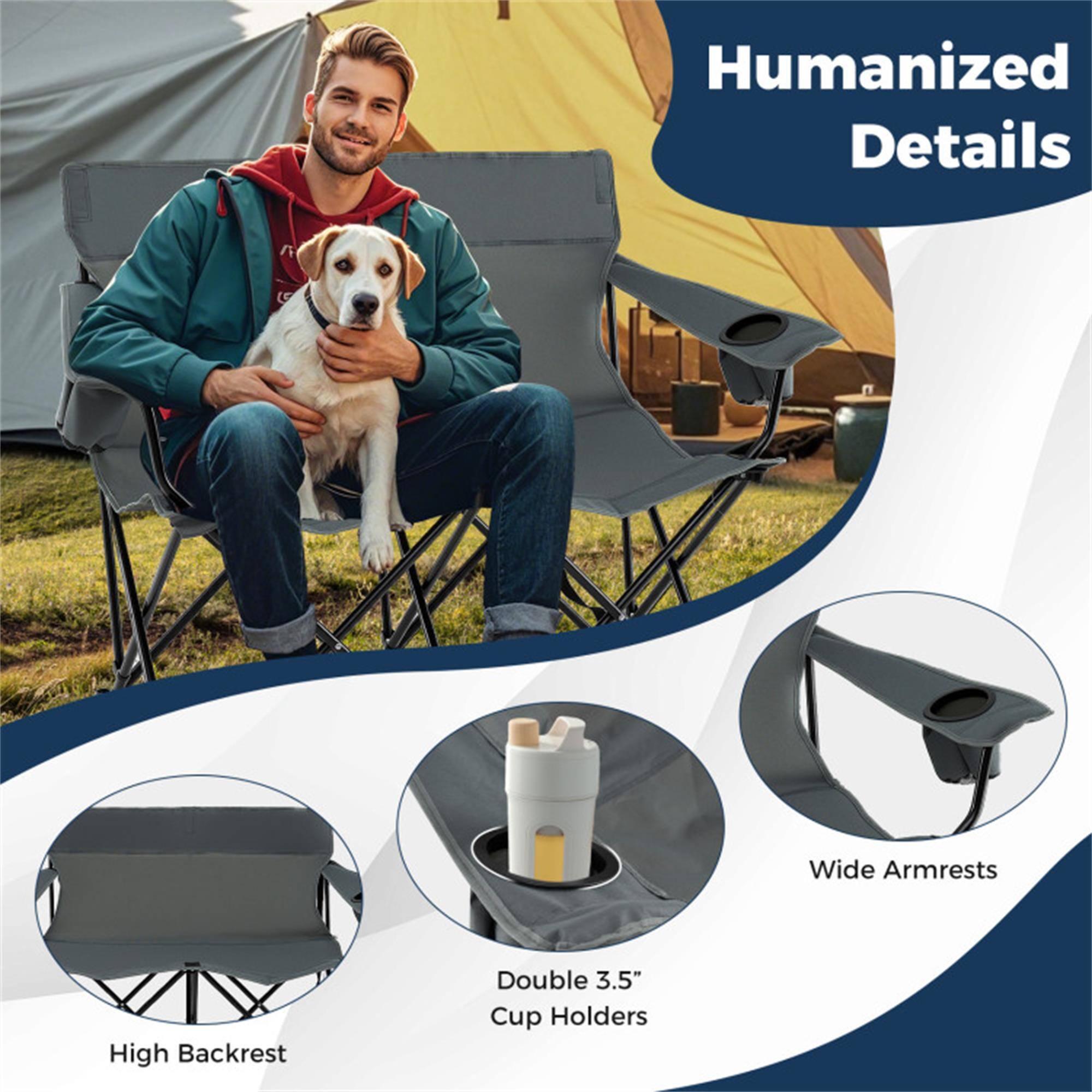 Humanized Details  
Wide Armrests  
High Backrest  
Double 3.5" Cup Holders