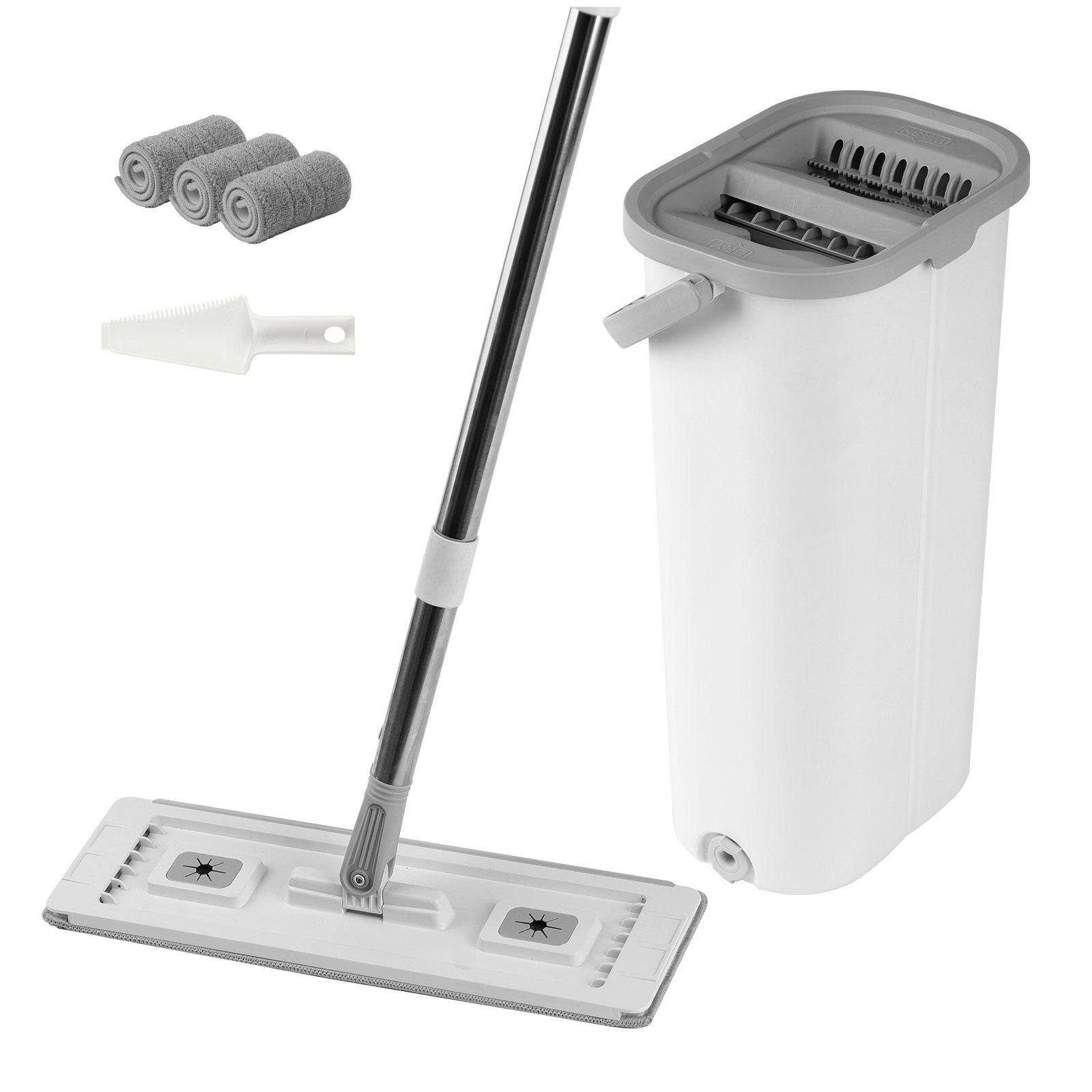 Alt View 8. Glintex - Mop and Bucket Set with Wringer, Flat Mop System, 3 Washable Pads for Wet Dry Cleaning on Hard Floors.