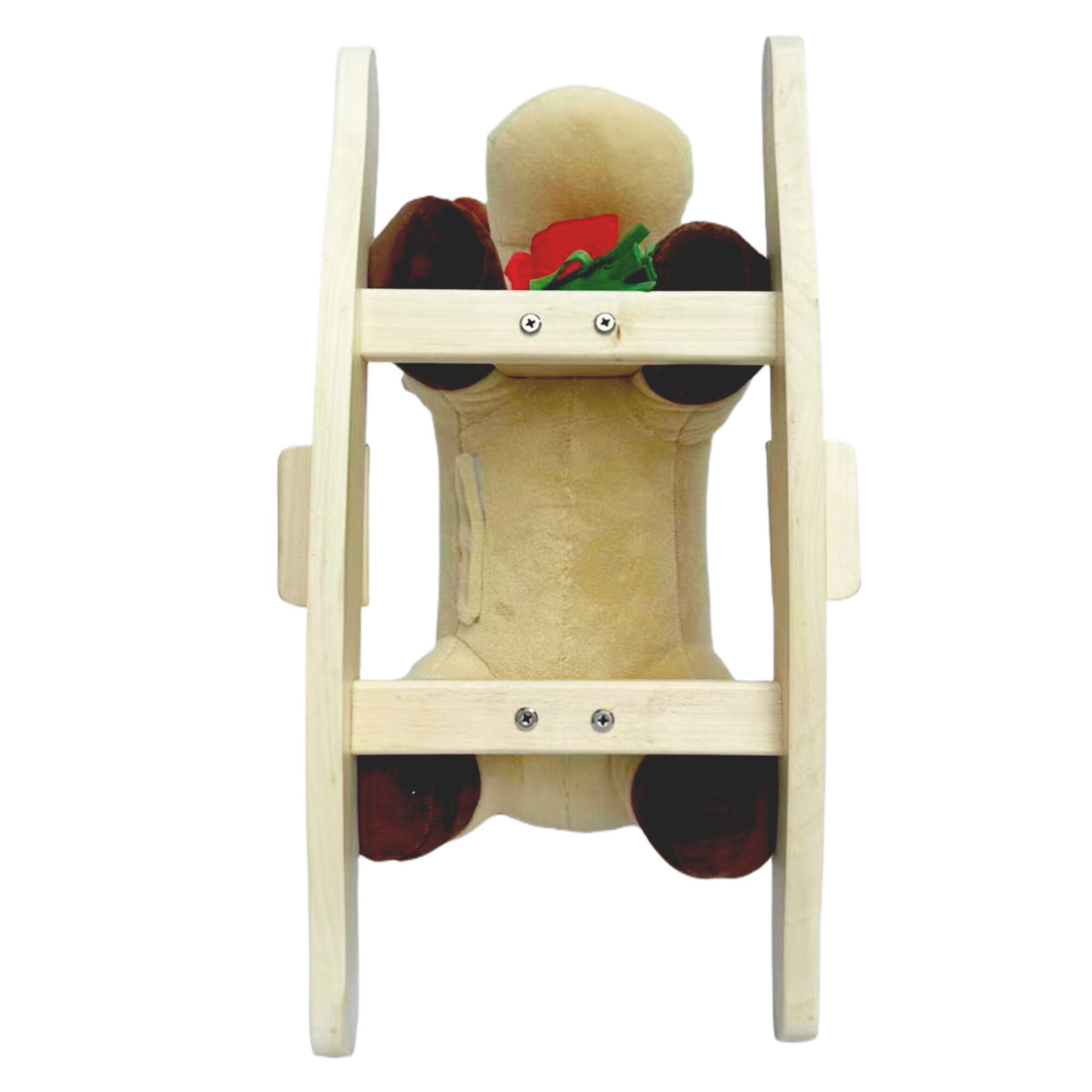Back. Whisen - Plush Moose Rocking Horse Toy for Toddlers with Music,Safety Belt,Hand Puppets and Steel Frame - Apricot.