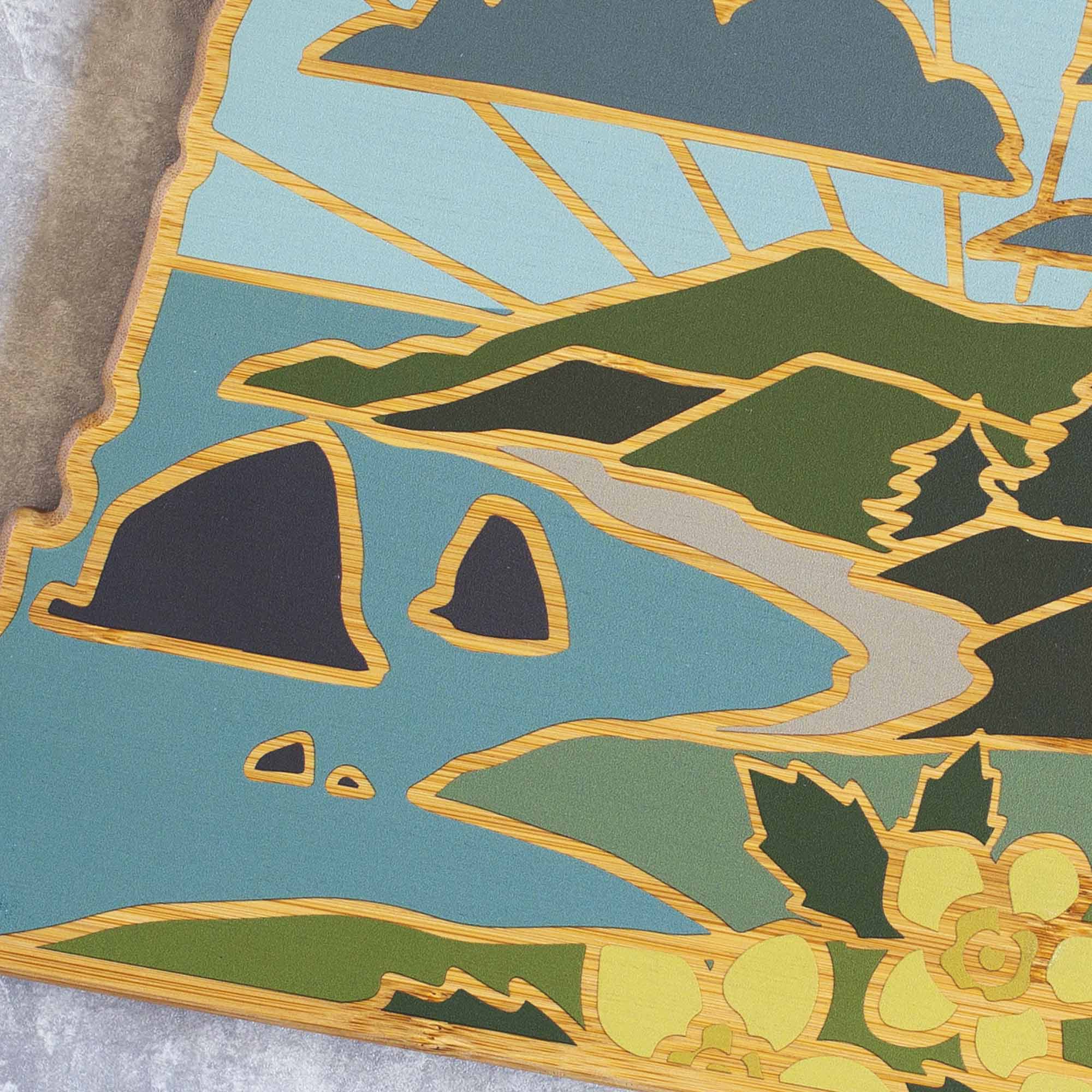 Alt View 1. Totally Bamboo - Oregon Cutting Board with Artwork by Summer Stokes.